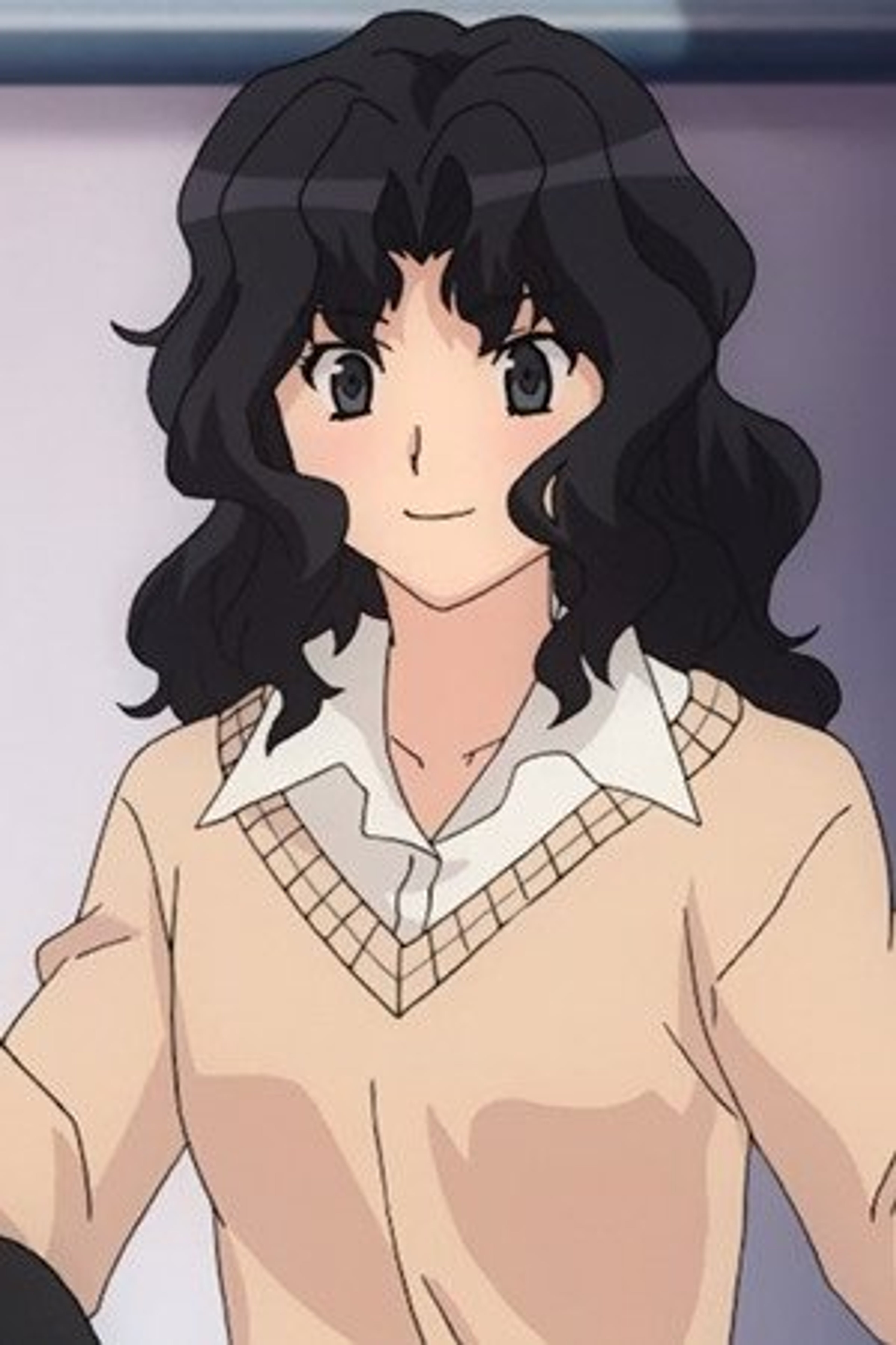 An anime-style character with black hair and a friendly expression