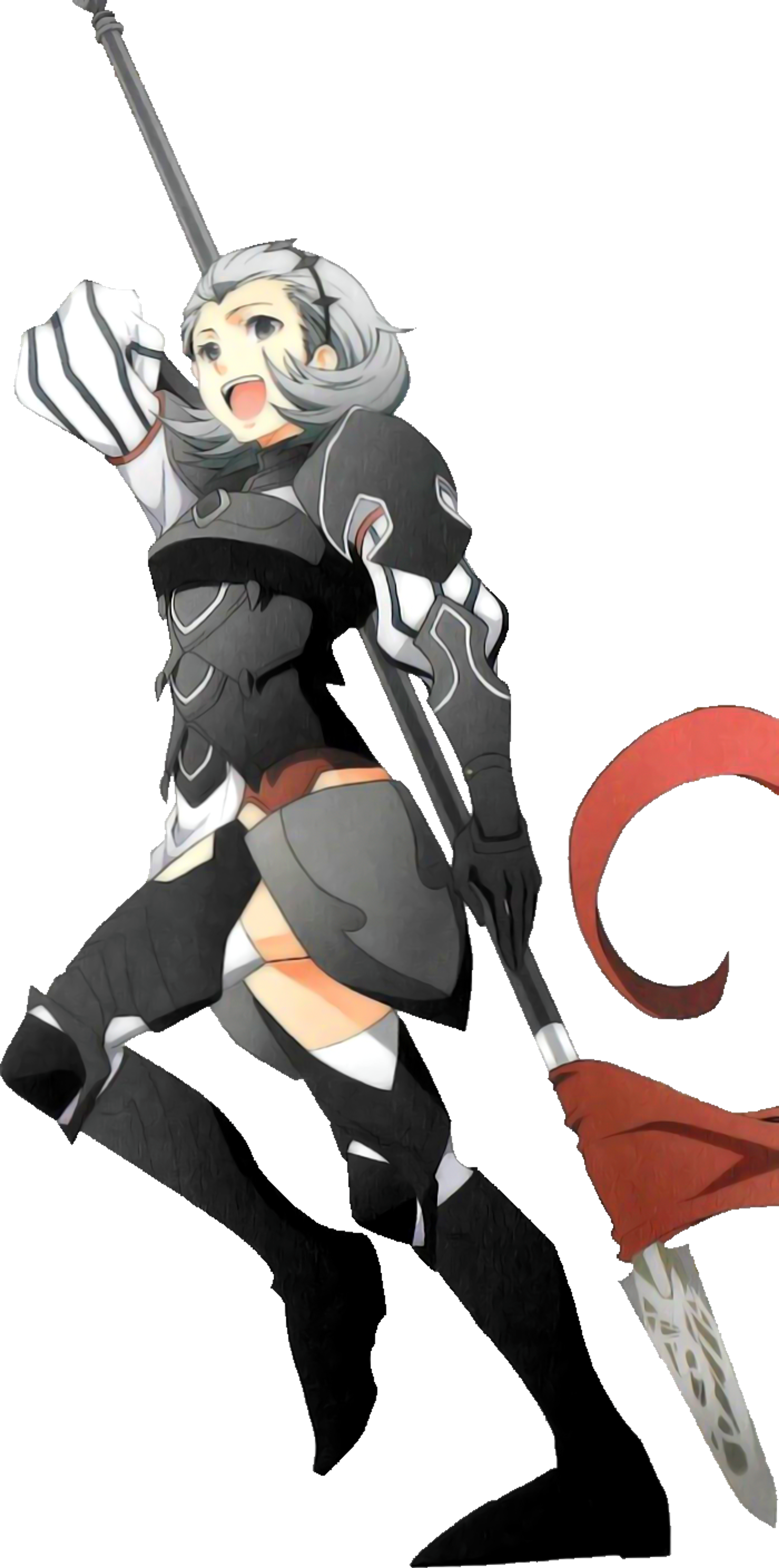 A young female knight or warrior character in a fighting stance, holding a sword.