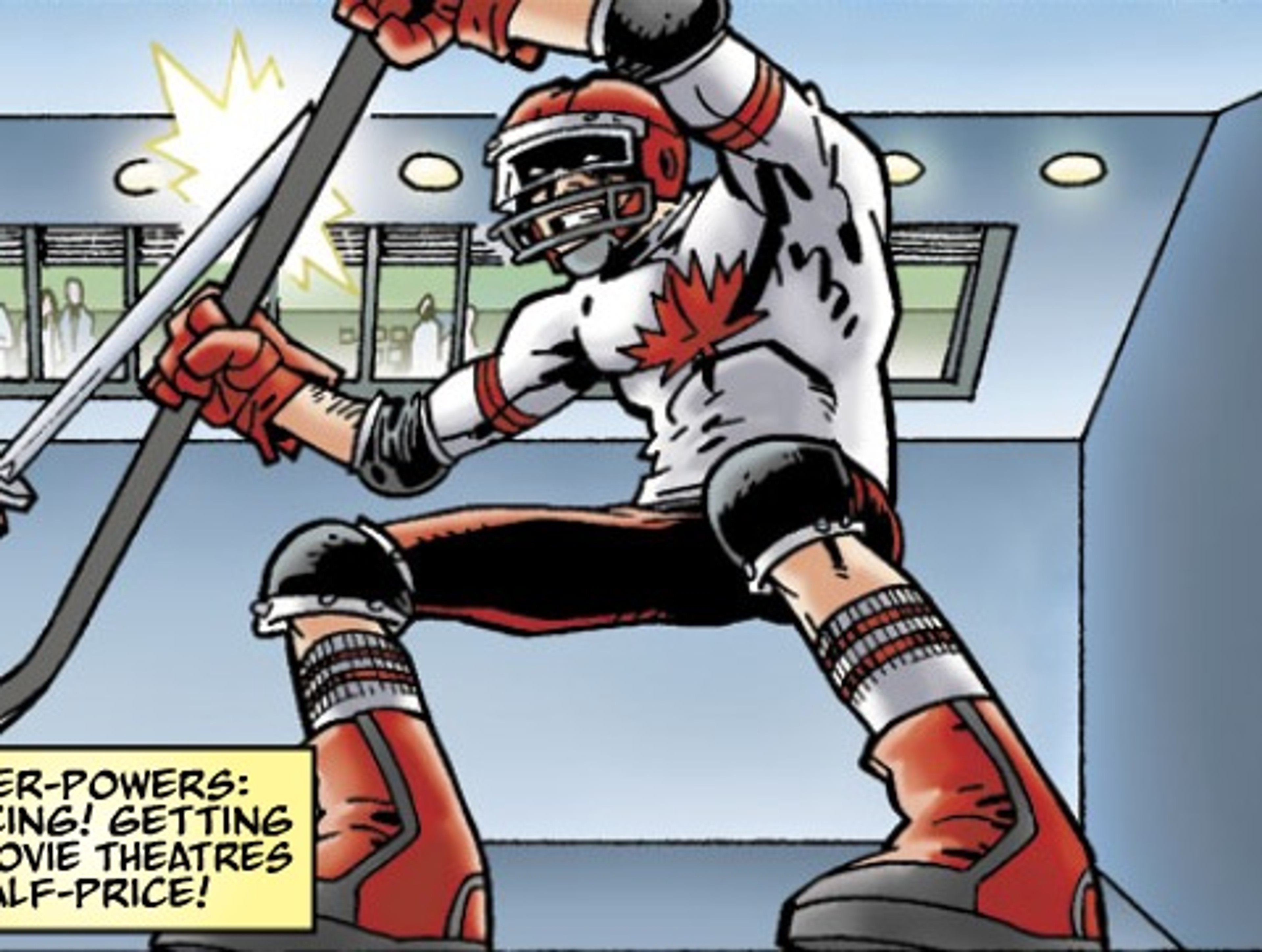Canadian superhero Puck-Man in hockey-themed costume