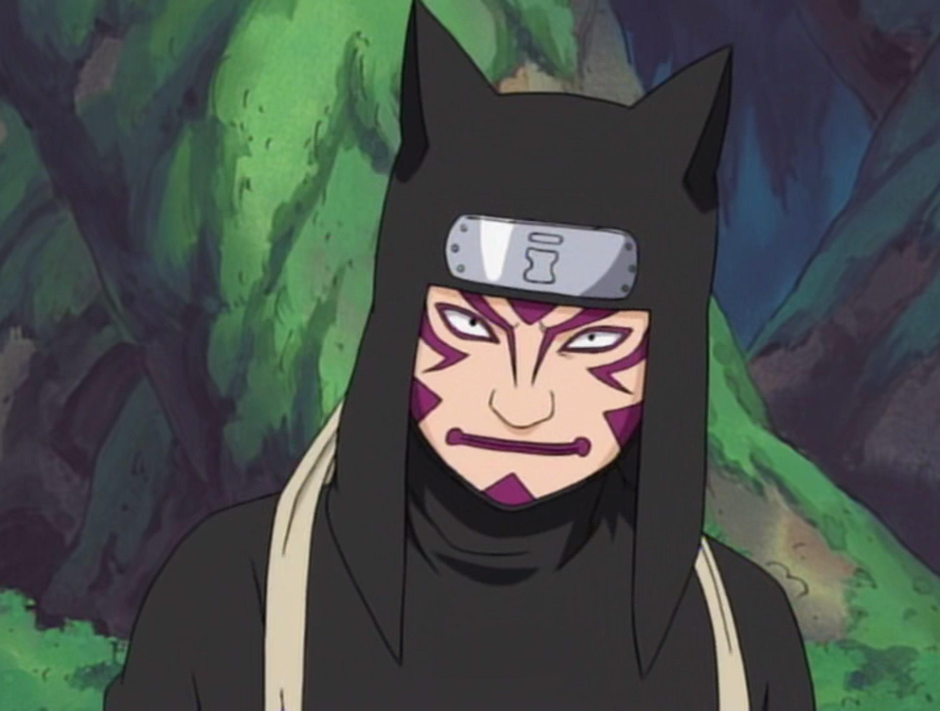 A male ninja or warrior character with face paint and a black hooded outfit