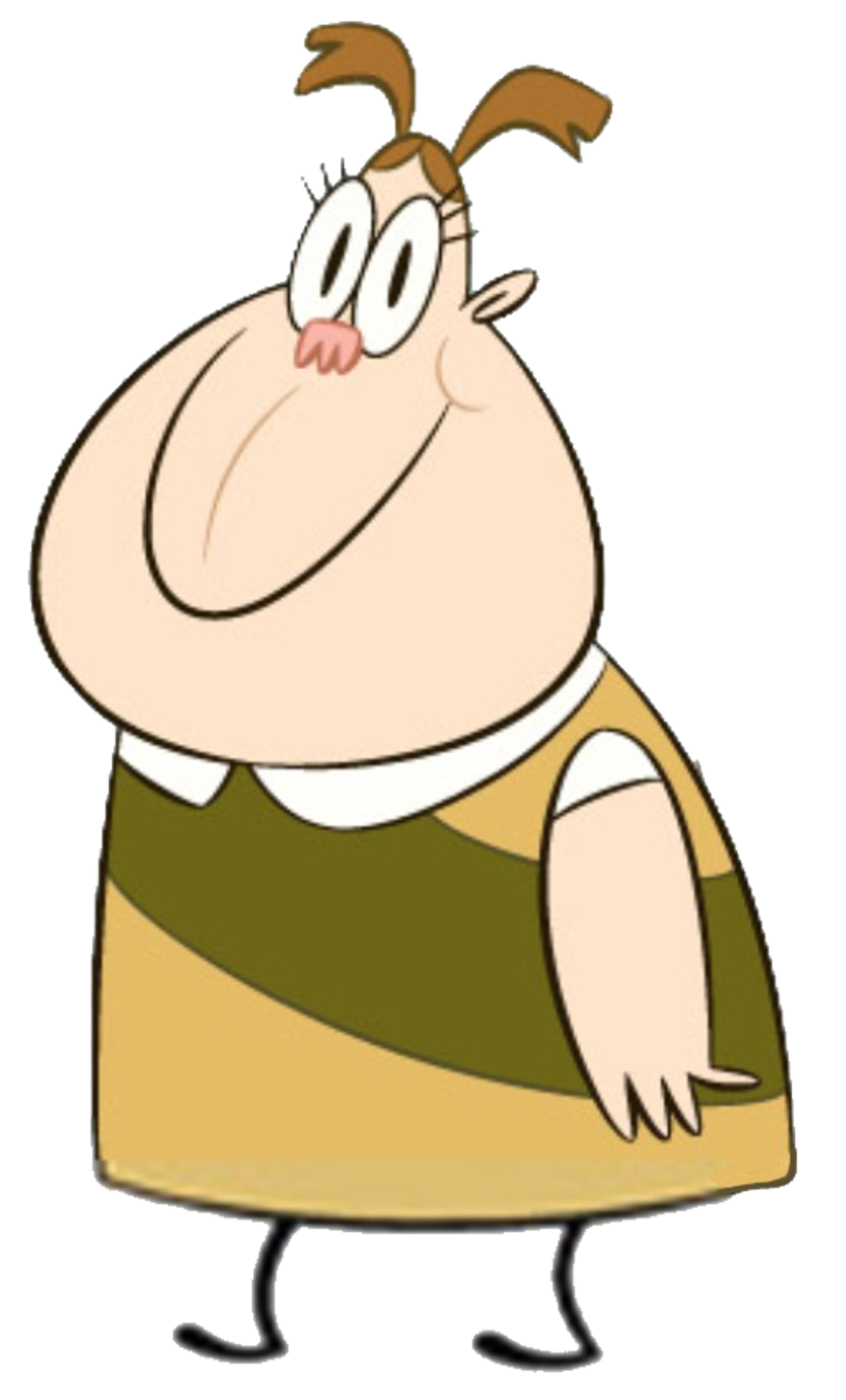 An animated character named Penny Lefkowitz, a young girl with a chubby body and pigtails wearing a green dress.
