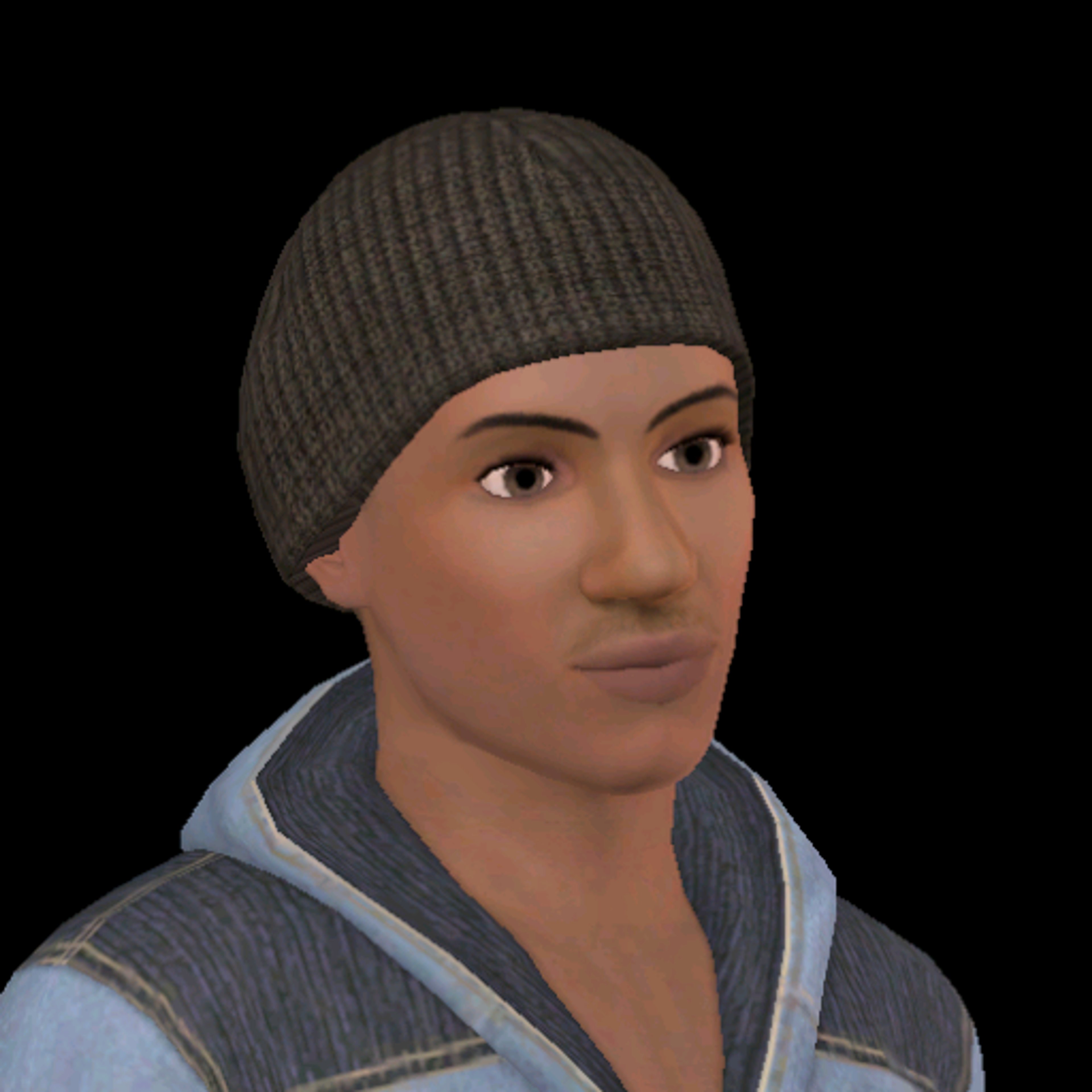A young man with dark skin and short dark hair wearing a gray beanie hat