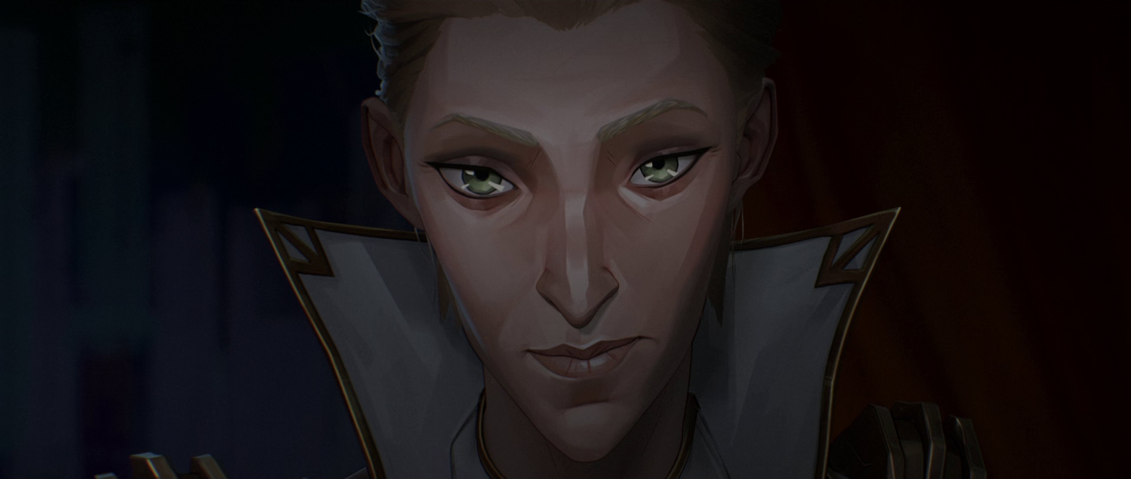 A male character with striking features and a bold, angular appearance