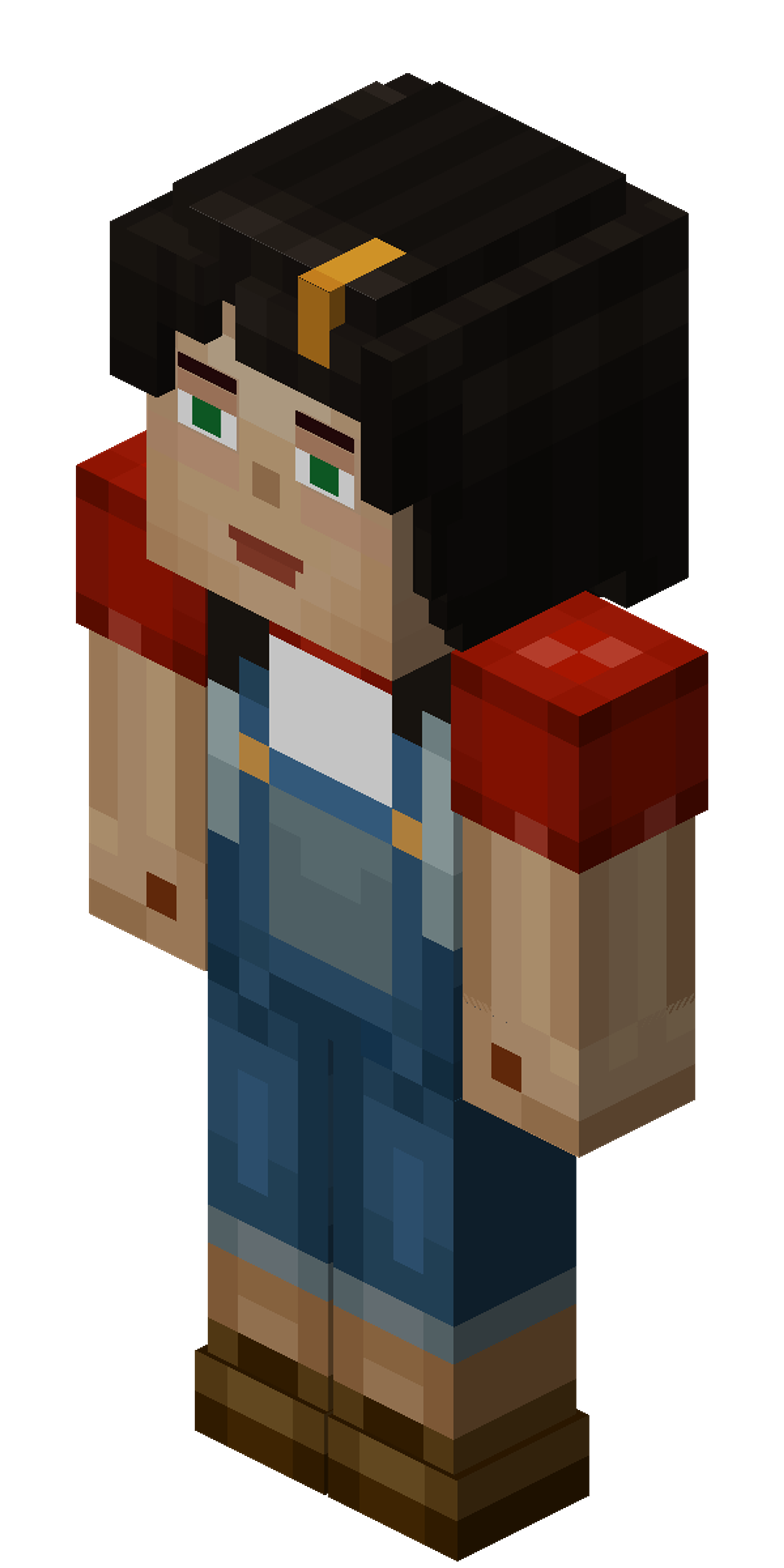 A pixelated character from Minecraft Story Mode