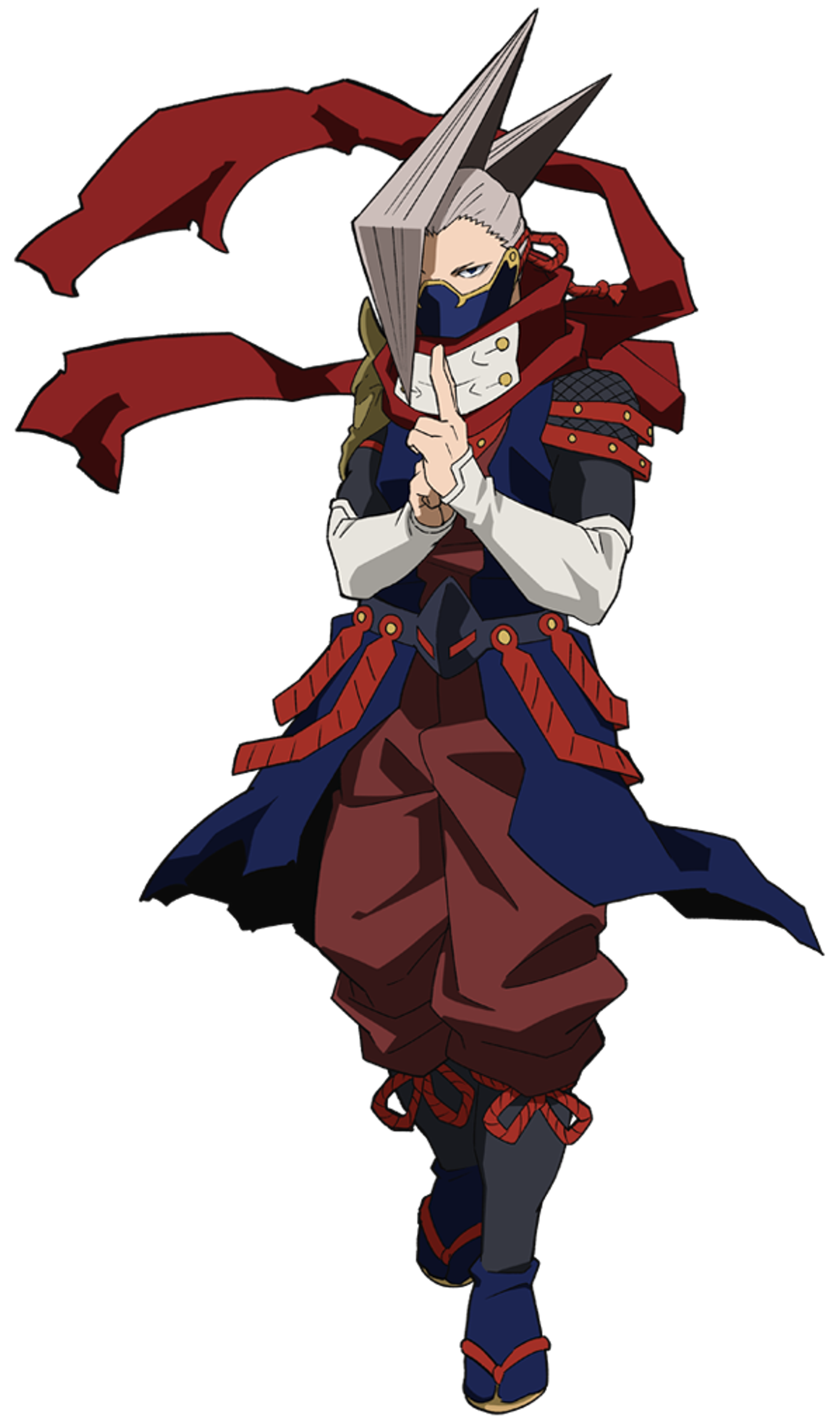 An anime-style character with gray hair and a mask, posed in an action-ready stance.