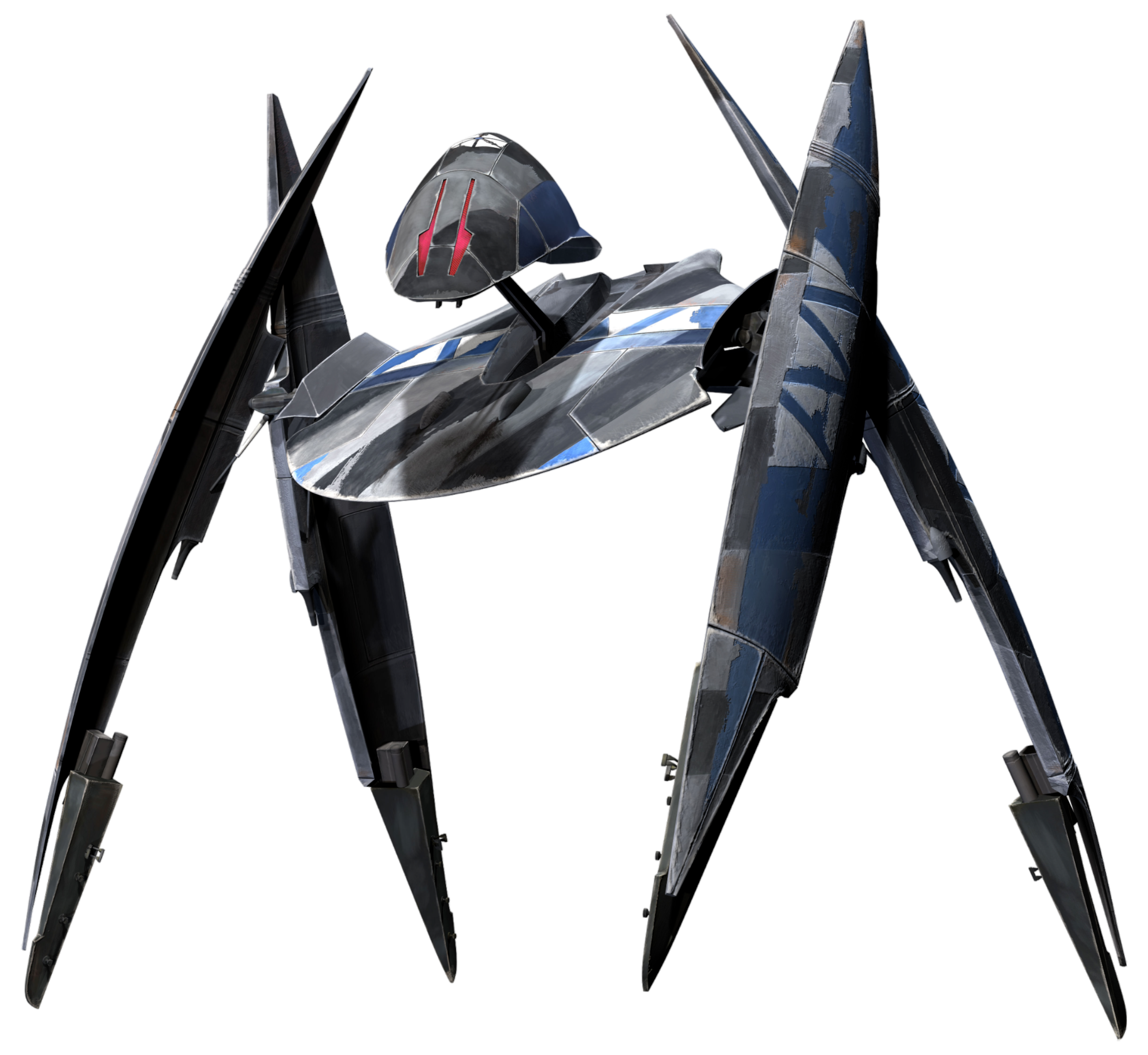 A highly advanced transforming battle droid with a sleek, angular design