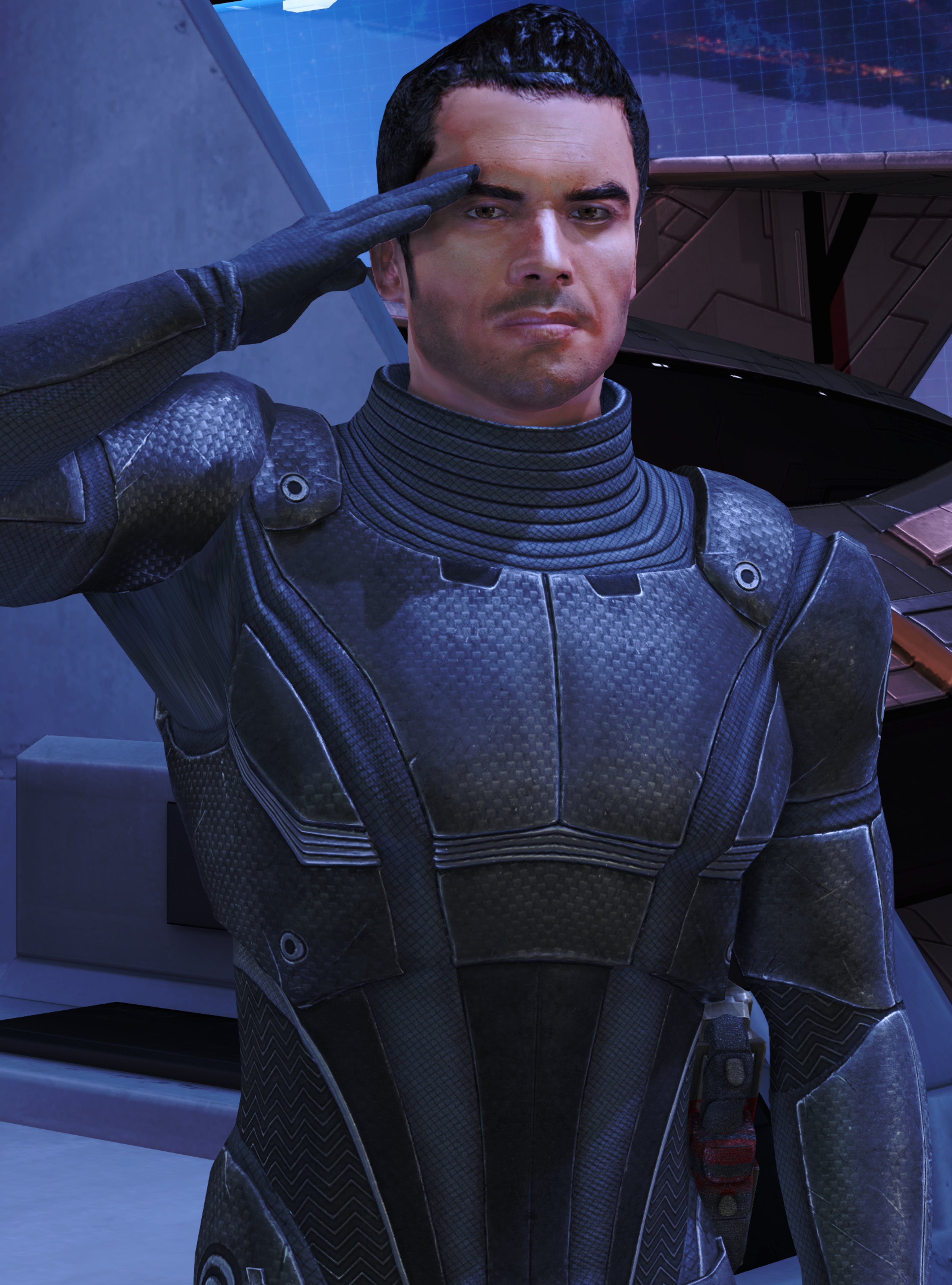 A human male character in a military uniform