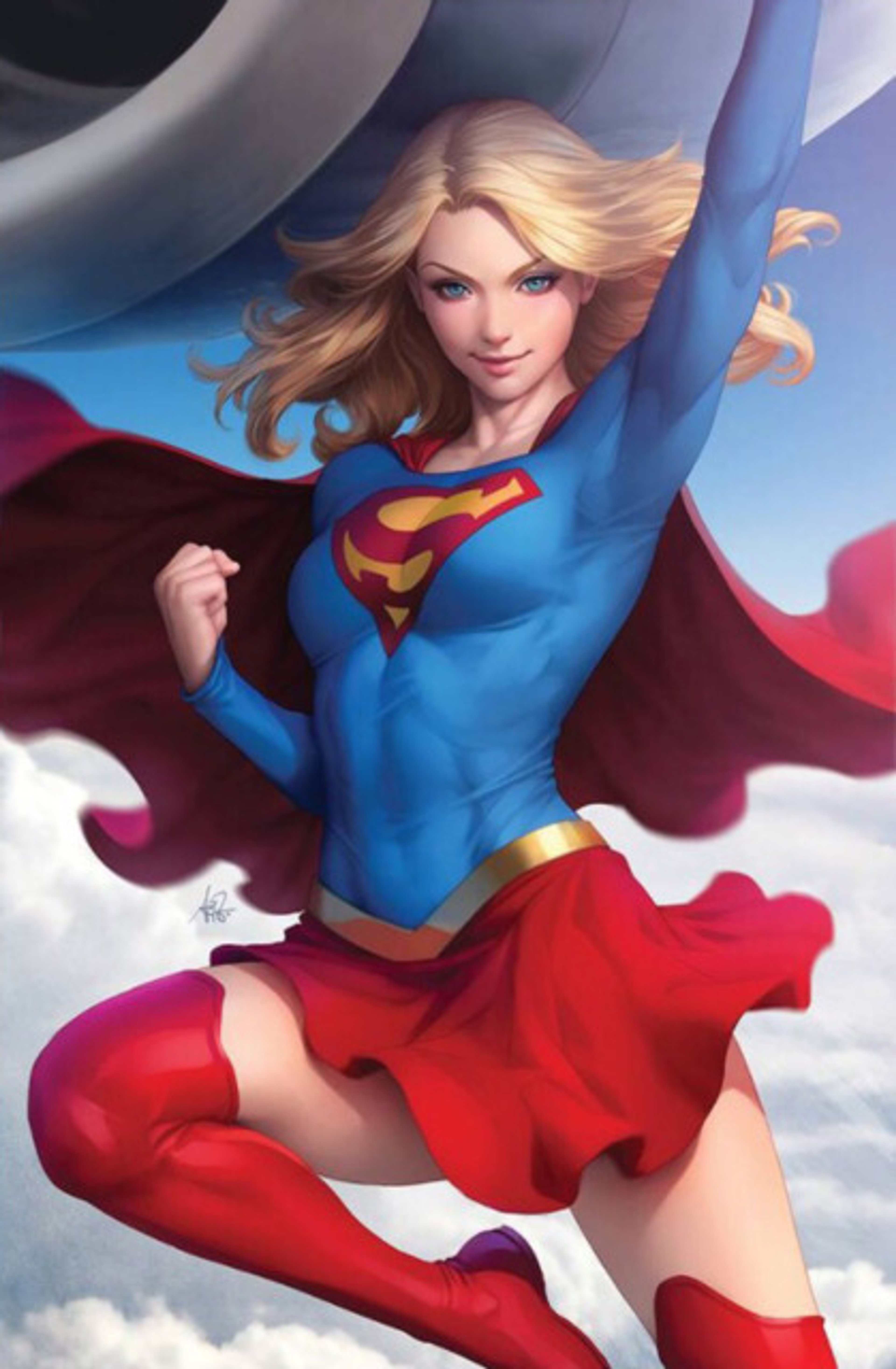 A female superhero character in a heroic pose