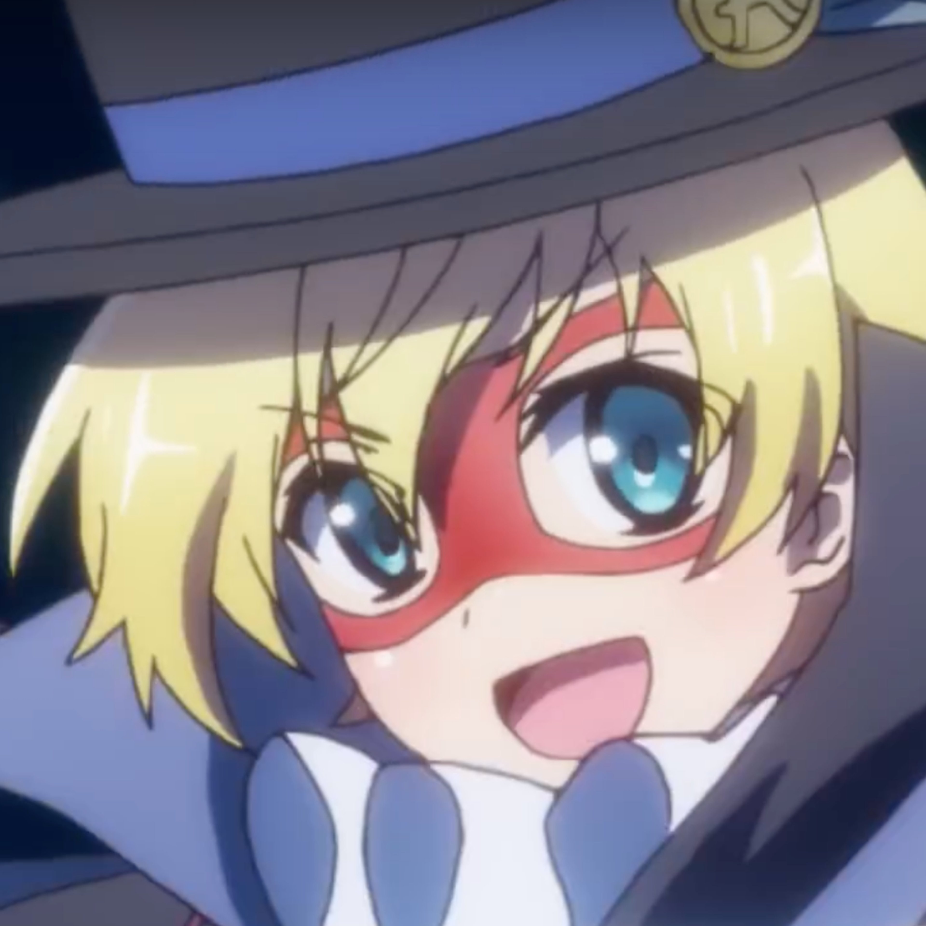 An anime-style character in a magician costume performing a trick