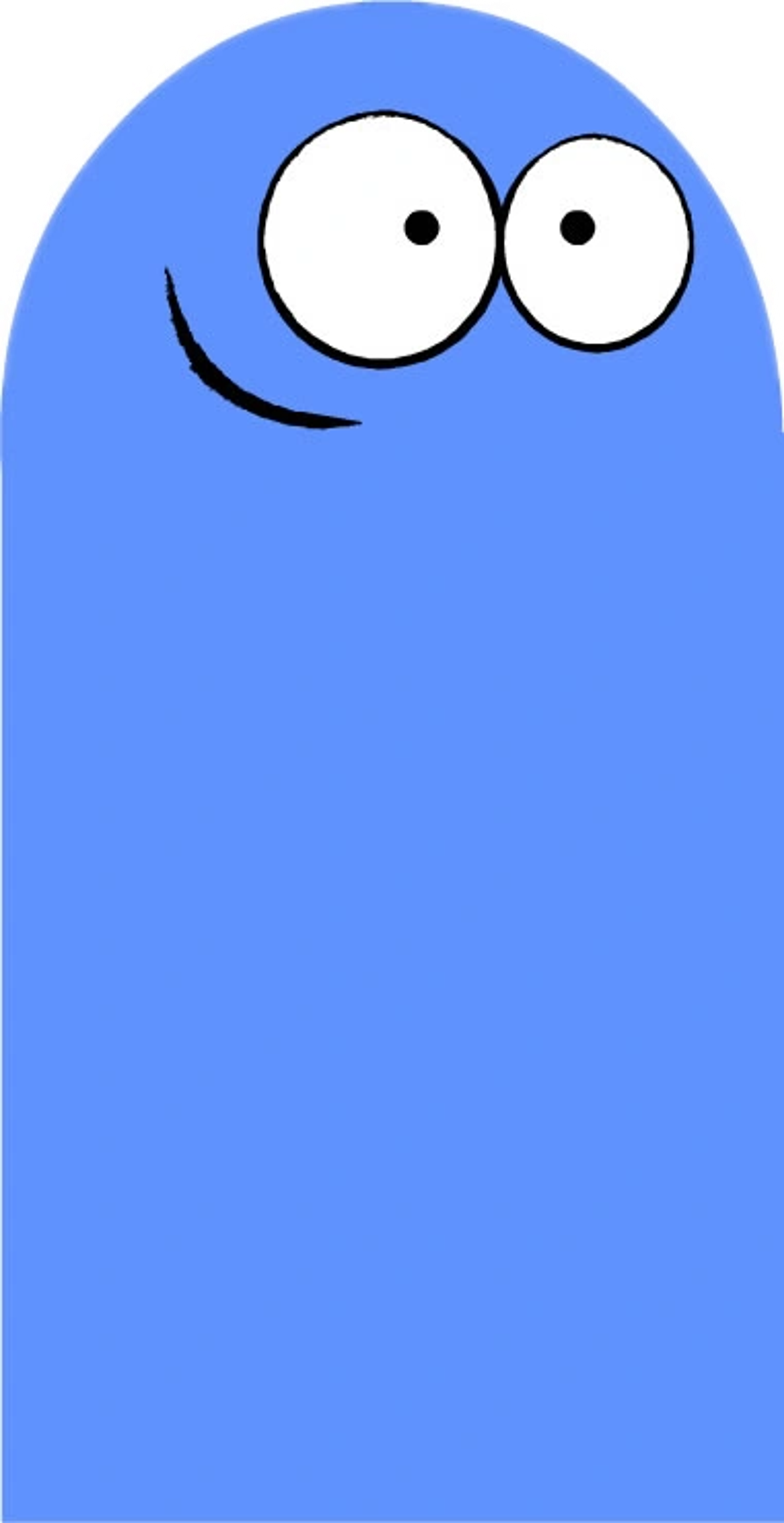 A blue, blob-like imaginary friend character with a friendly, mischievous expression
