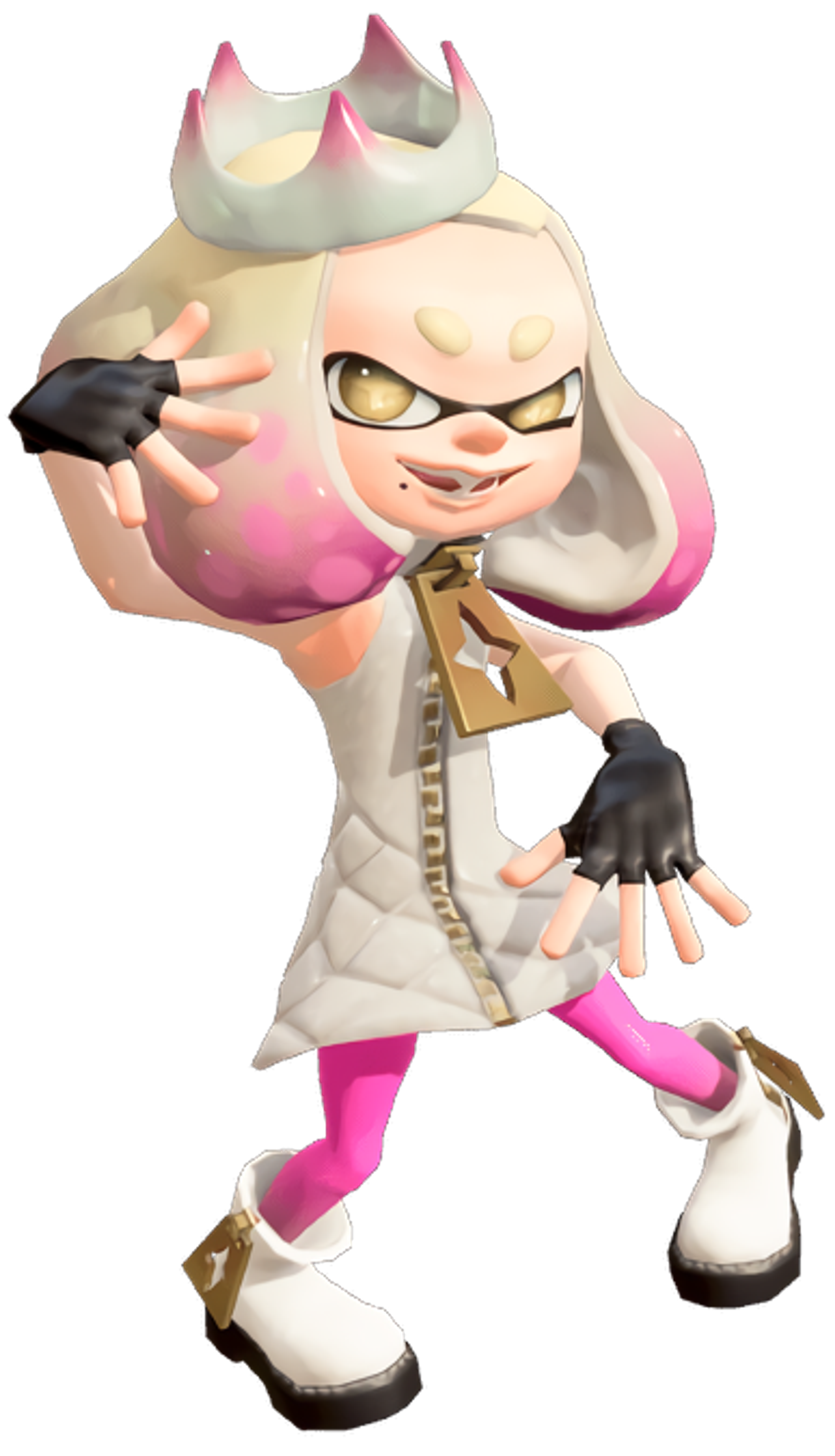 Born into a wealthy family, Pearl had access to top-of-the-line musical equipment from a young age.,She attempted to start her own music career as a death metal singer, but it never took off beyond a small cult following.,While practicing her powerful vocals on Mount Nantai, Pearl met the newly defected octoling, Marina, and the two quickly bonded.,Pearl taught Marina about Inkling society and culture, and the two eventually formed the popular duo Off the Hook.,Off the Hook rose to fame, taking over as the hosts of Inkopolis News and performing at major events like Splatfests.