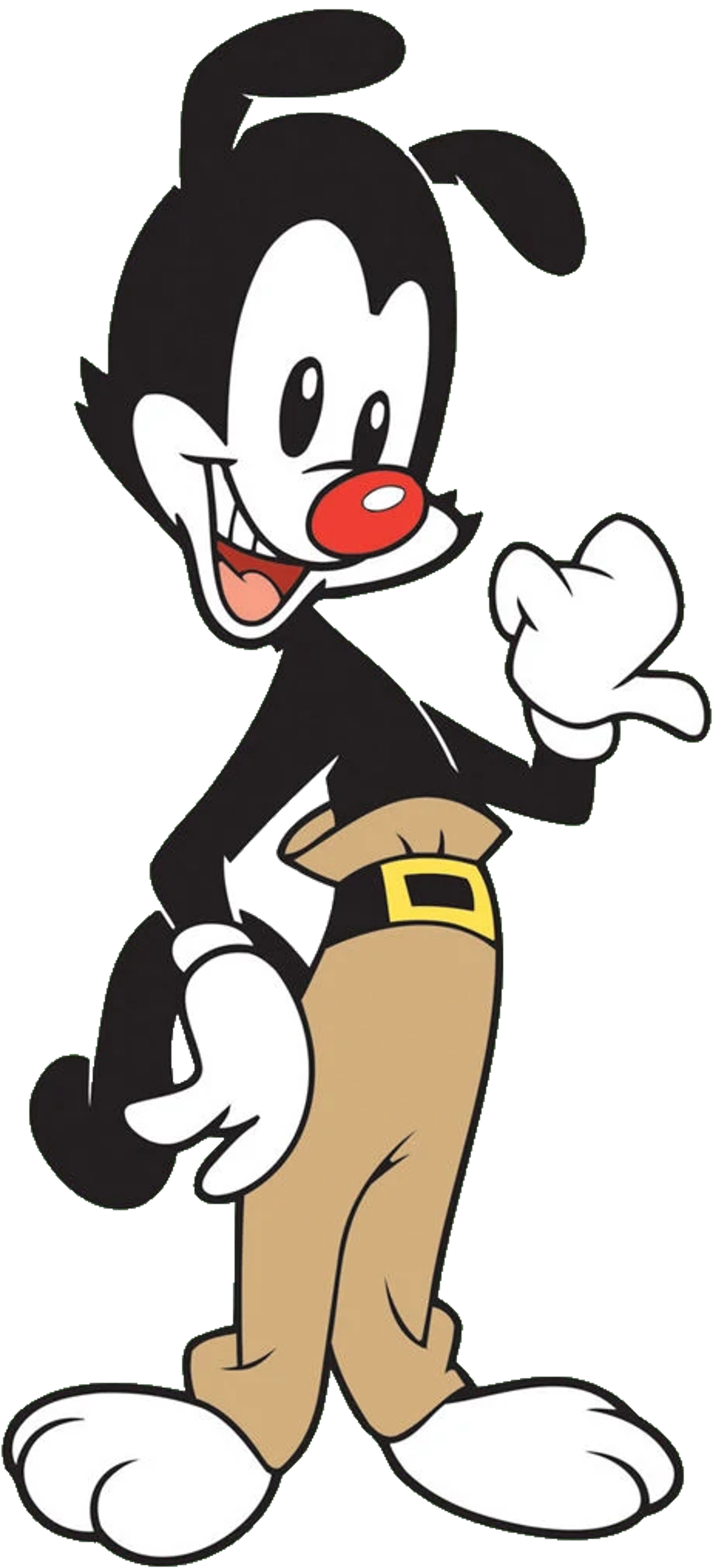 An animated cartoon character named Yakko Warner, the eldest of the three Warner siblings.