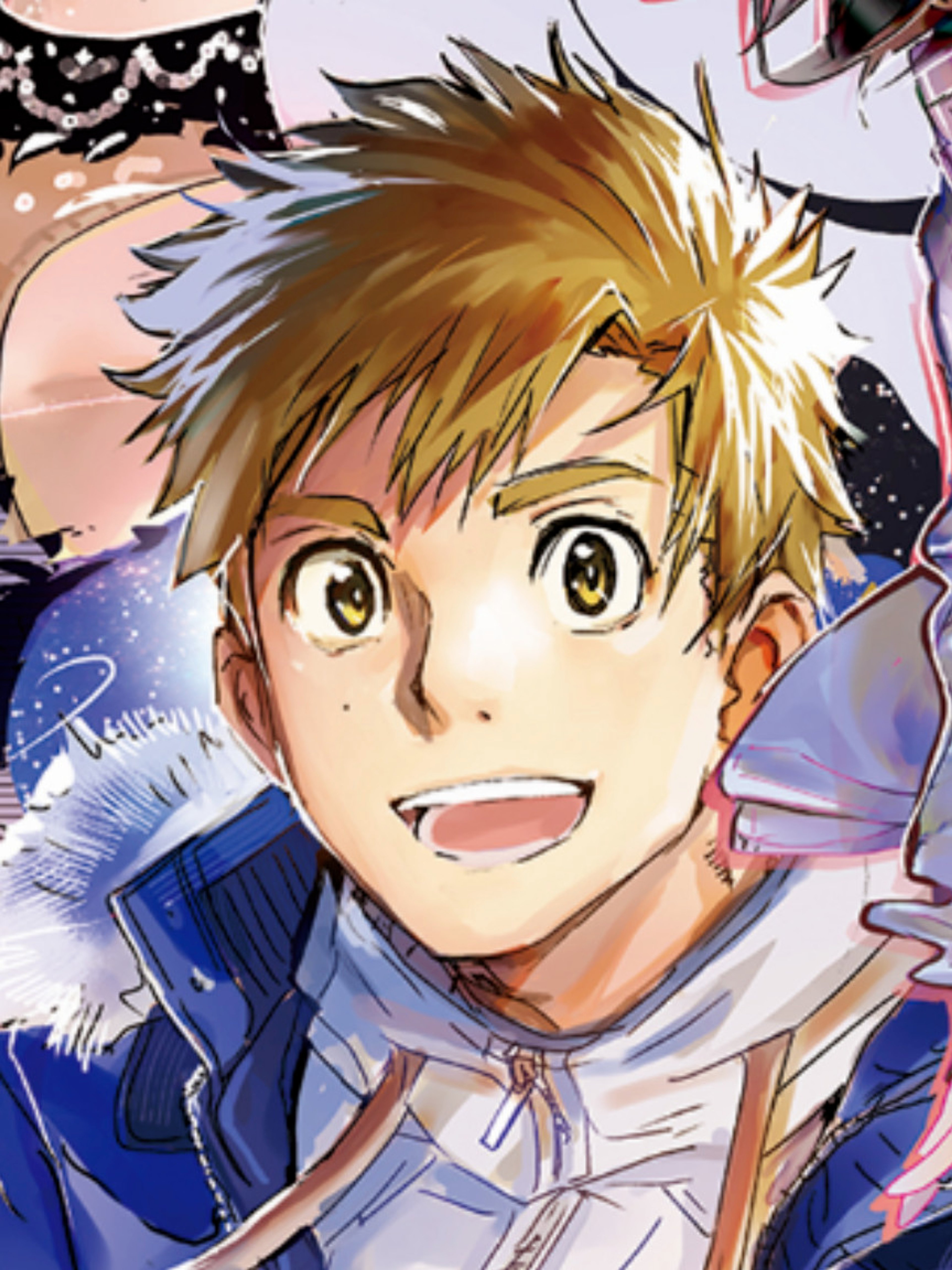 An anime-style character with blond hair and a friendly expression