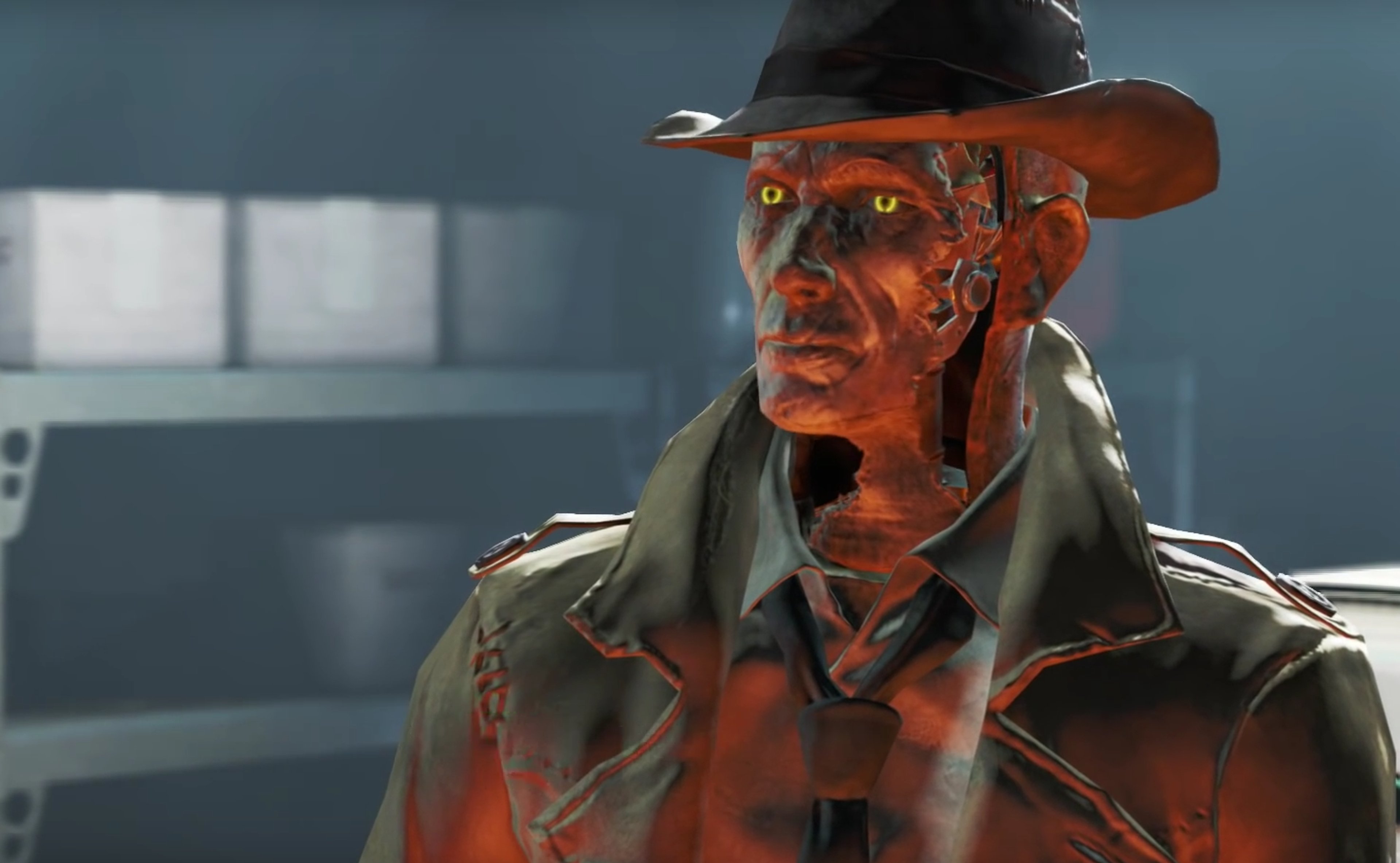 Nick Valentine was created by Institute scientists using the body of a pre-war cop named Nick Valentine whose memories were mapped onto the synth.,He escaped the Institute after realizing he would never be respected as a human and made his way to Diamond City where he set up his detective agency.,Though initially treated with suspicion for being a synth, he earned the trust of the community by solving cases and helping people find lost loved ones.,He has no memory of how he got out of the Institute or came to work as a detective - the last thing he remembers is being on an operating table.,The fragmented memories of pre-war Nick Valentine remain inside him, haunting him with flashes of a past that both is and is not his own.