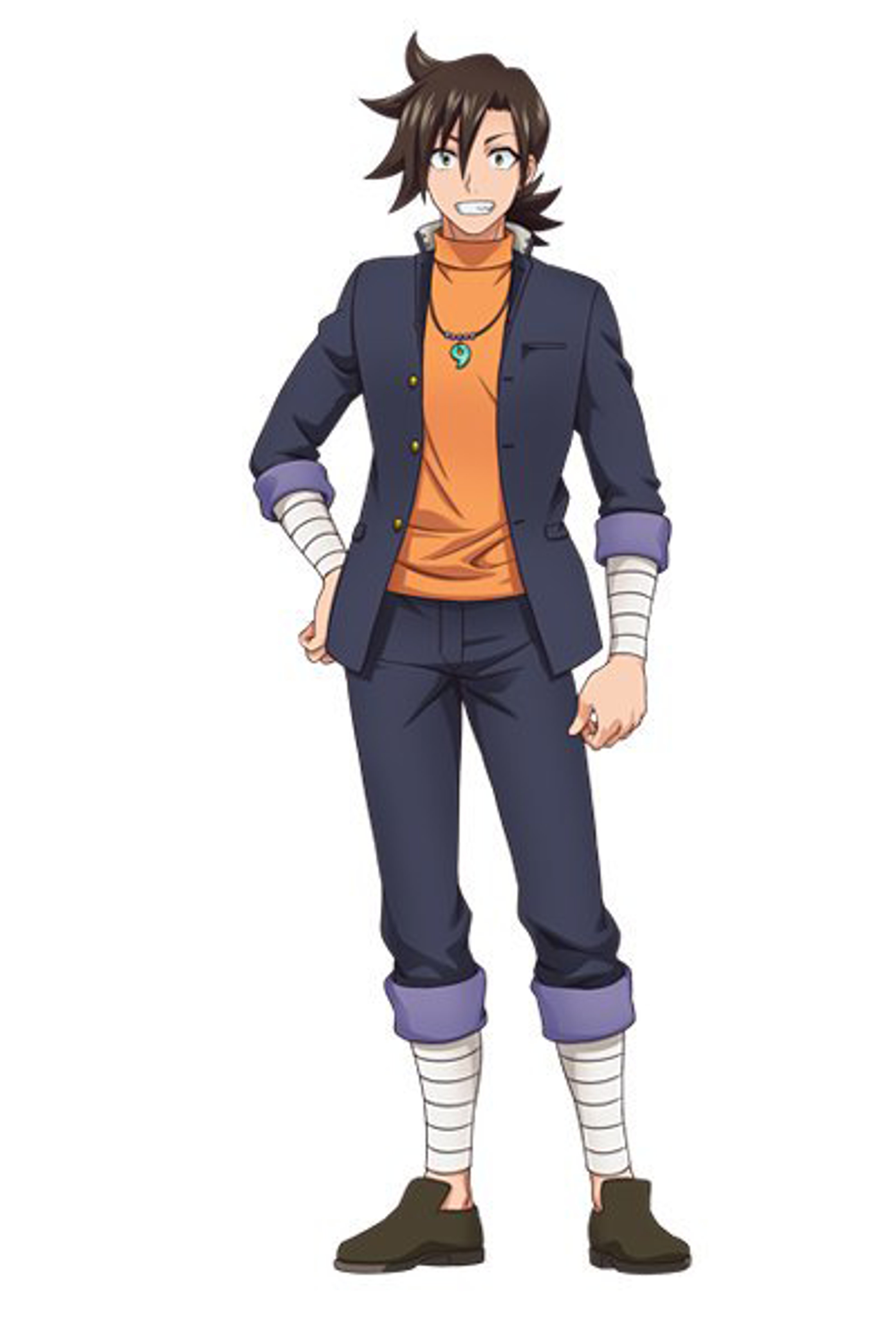 A teenage boy with messy brown hair and a delinquent-like appearance wearing a school uniform.