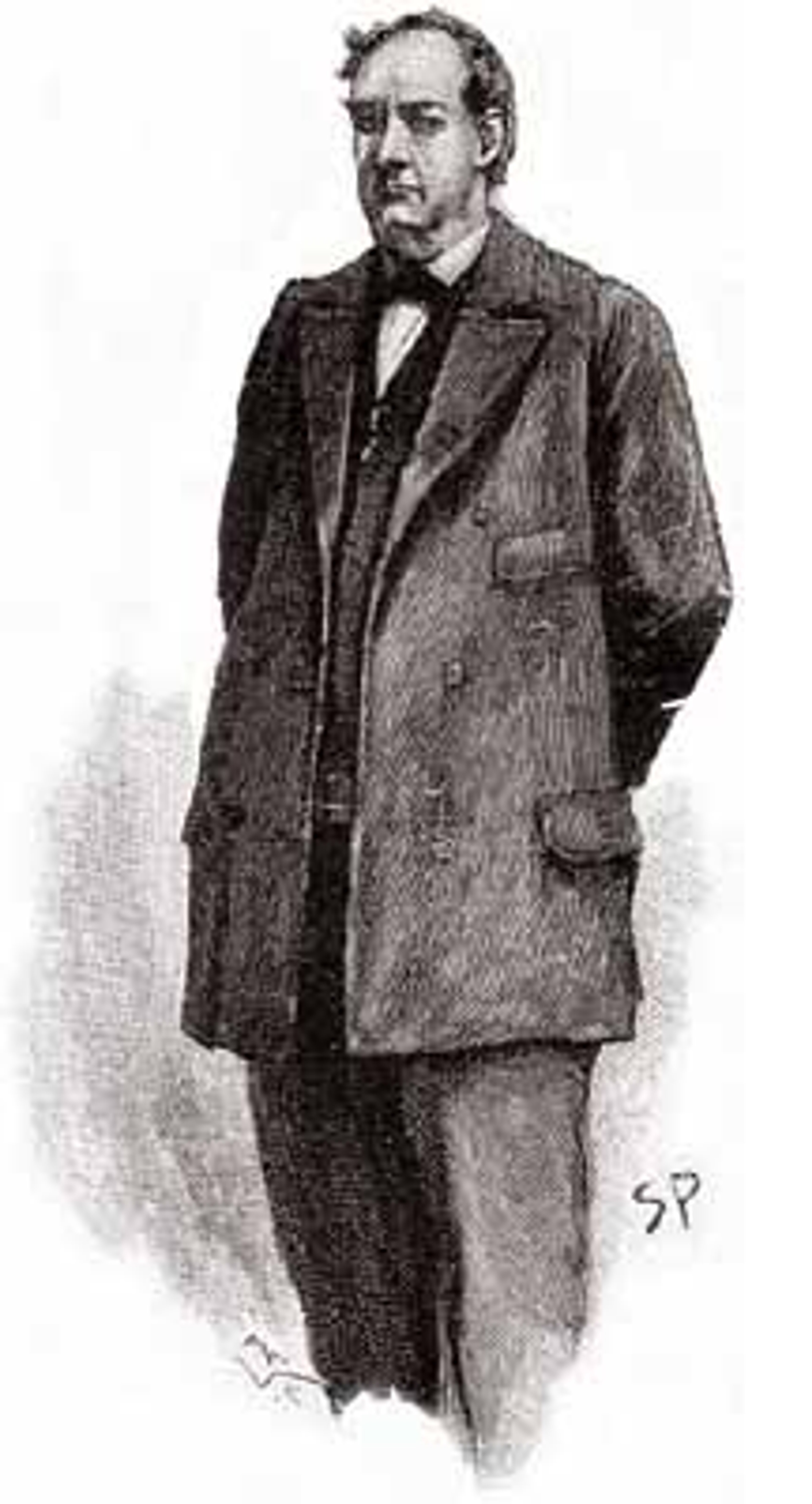 A portrait of a serious-looking middle-aged man in a dark coat