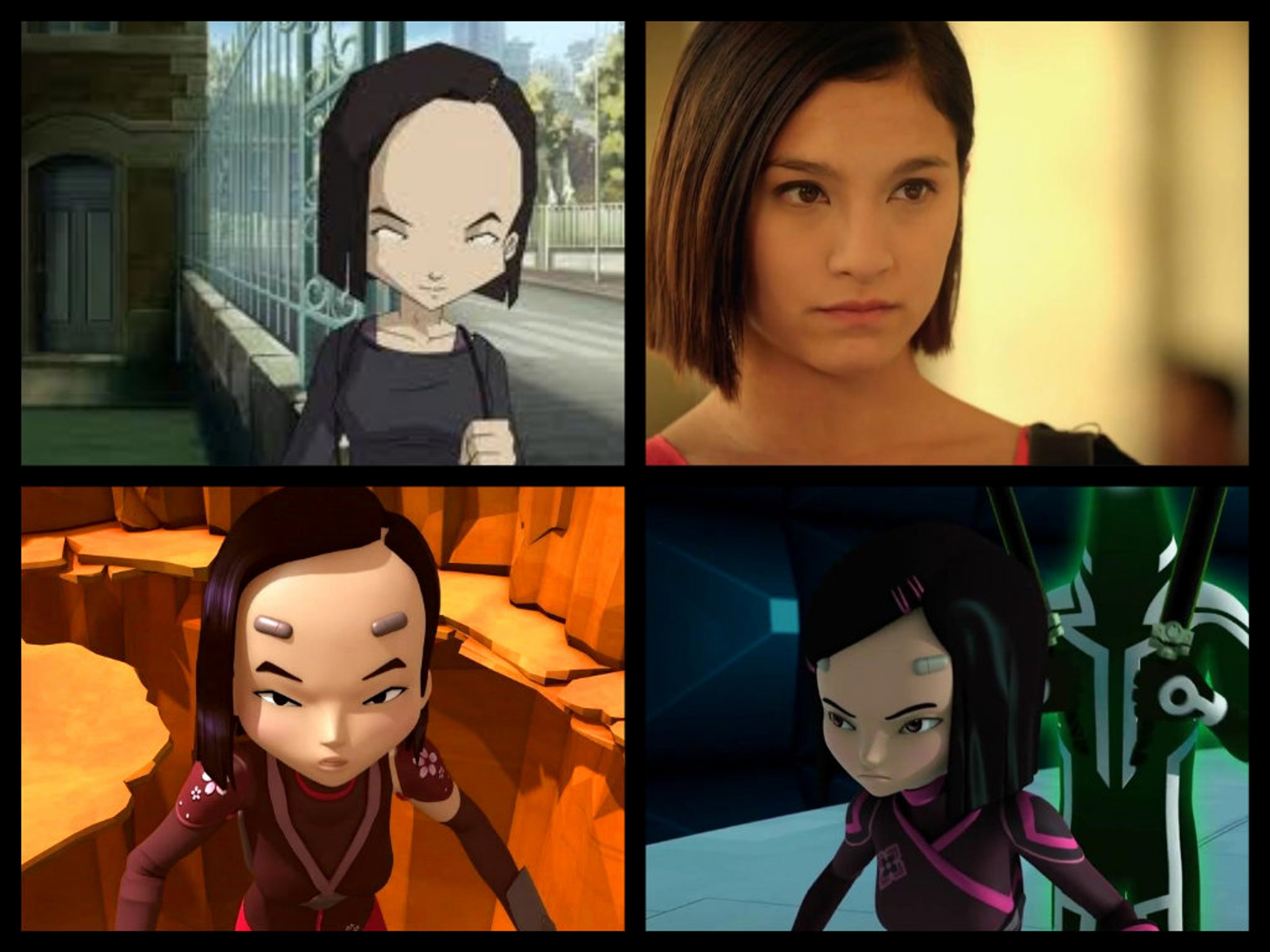 Anime-style character portraits of Yumi Ishiyama and other characters from the fictional world of Code Lyoko.