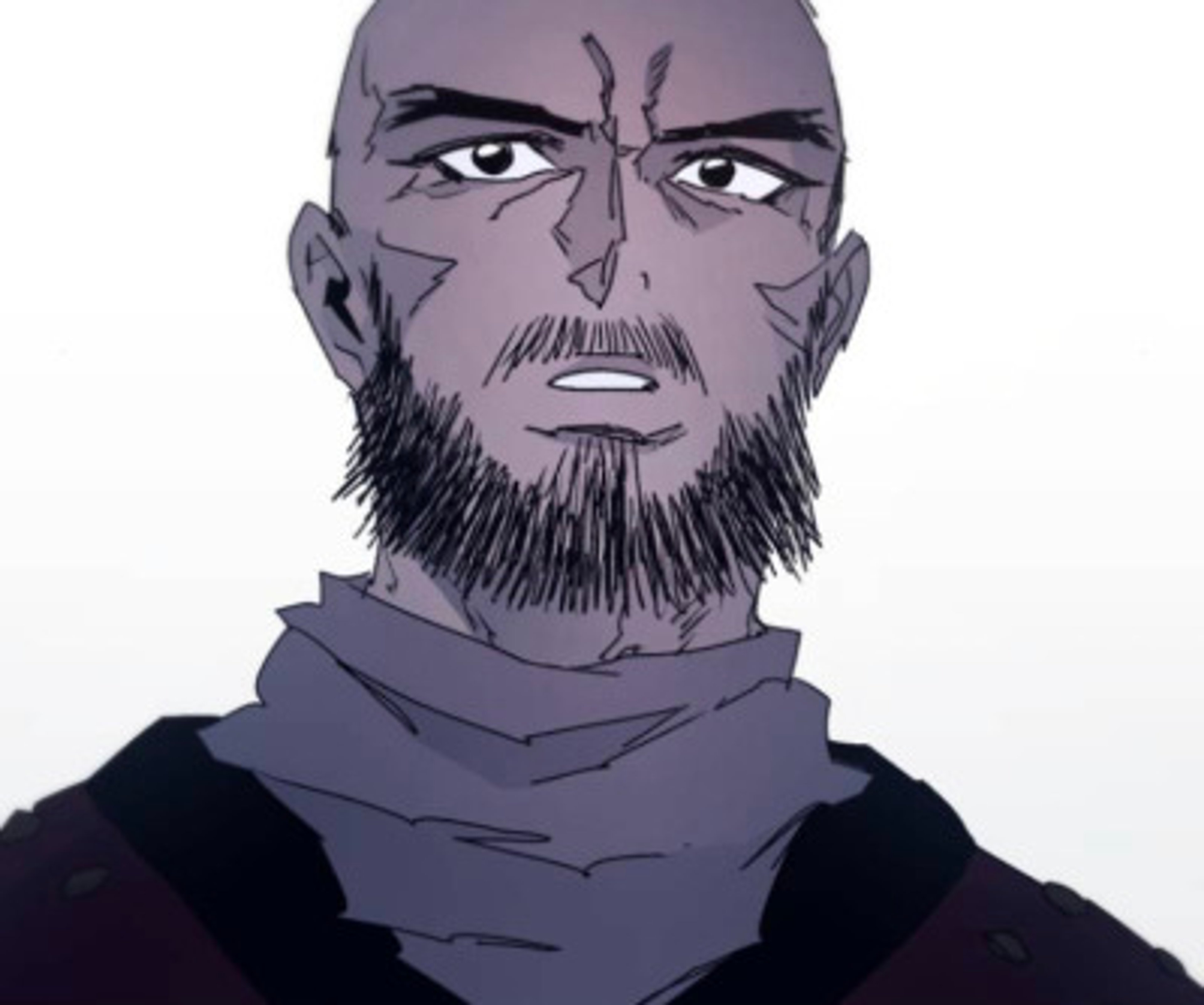 A bald, bearded man with a serious expression