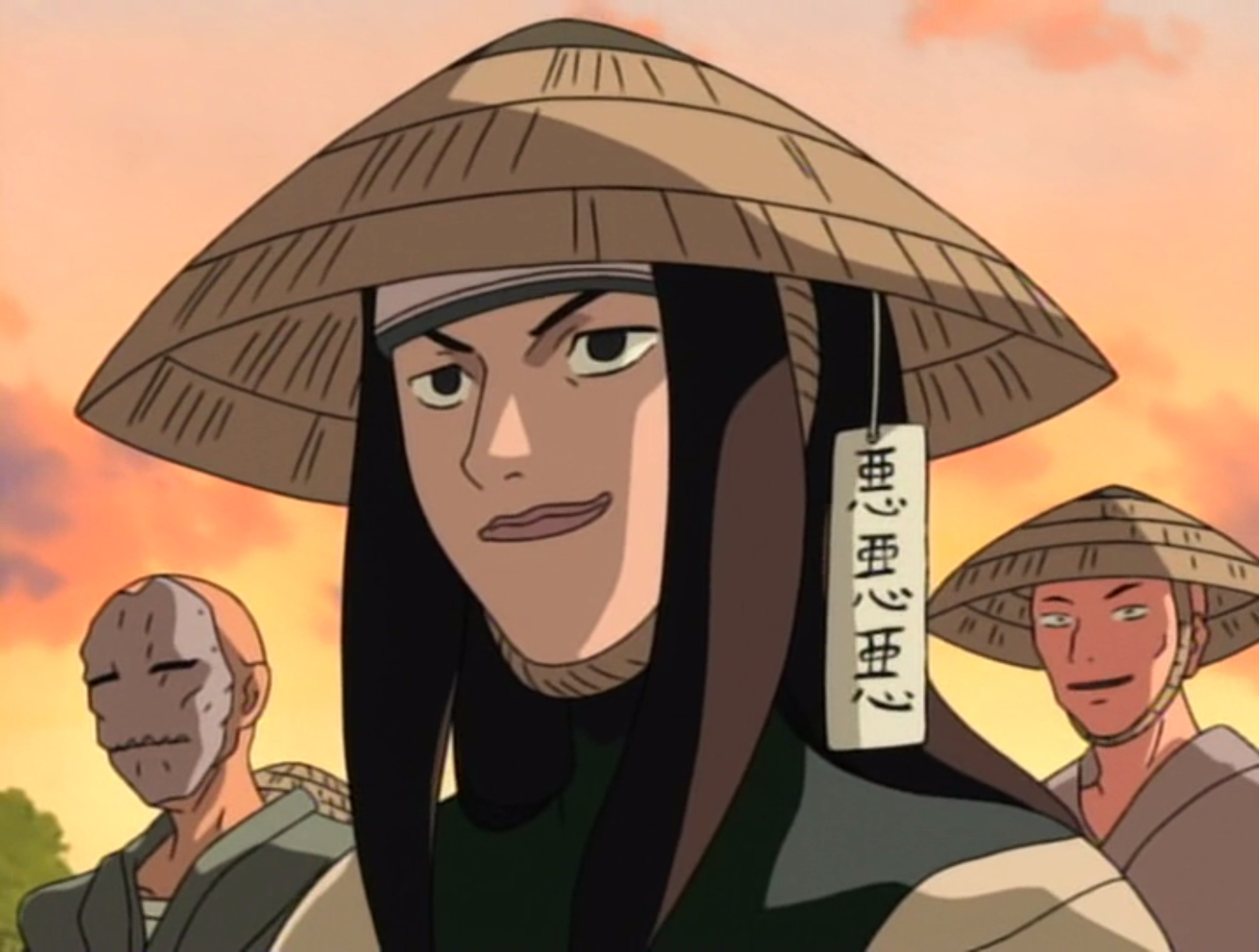 A young ninja character with a straw hat and serious expression