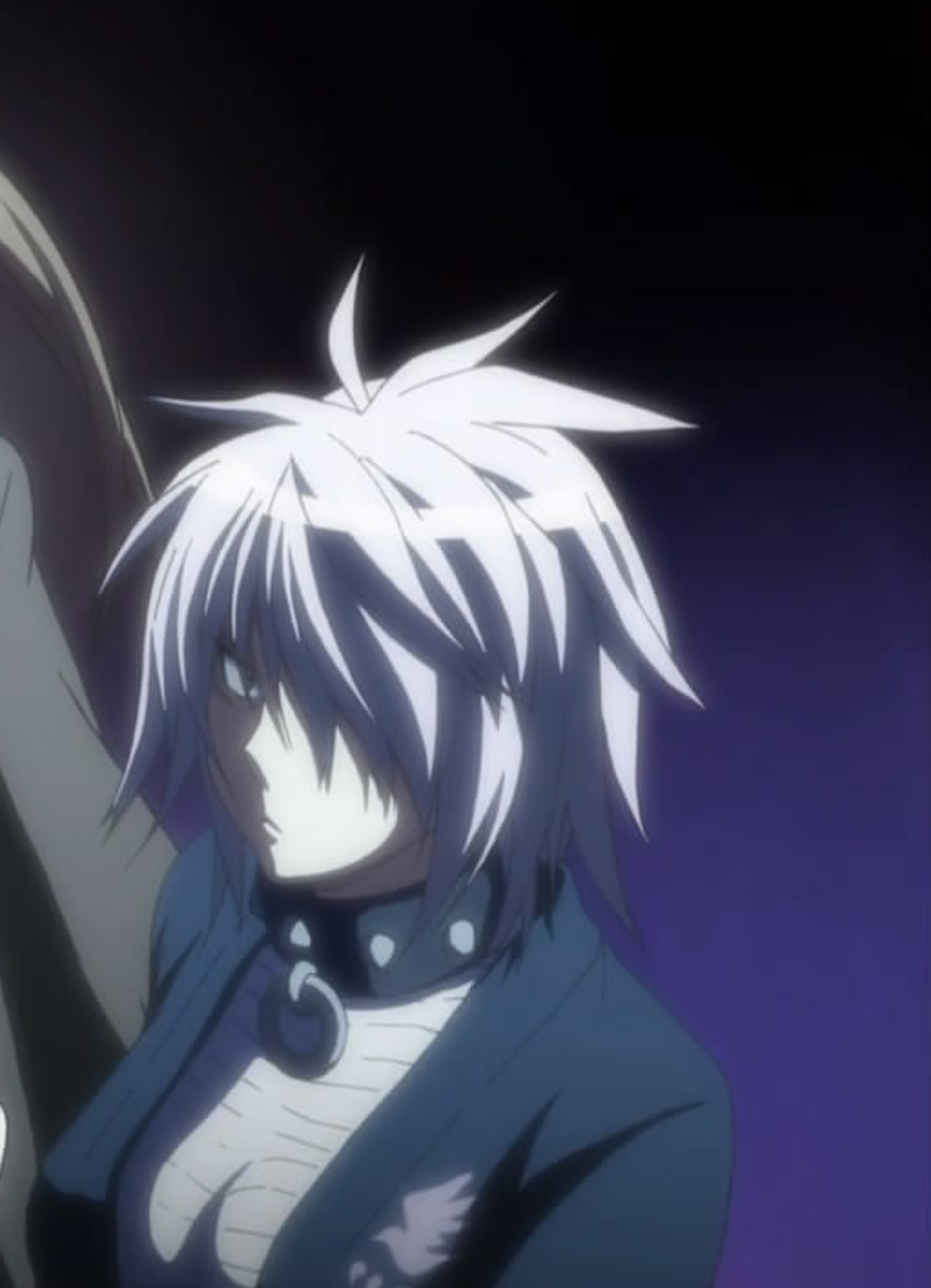 An anime character with silver hair and sharp metal claws