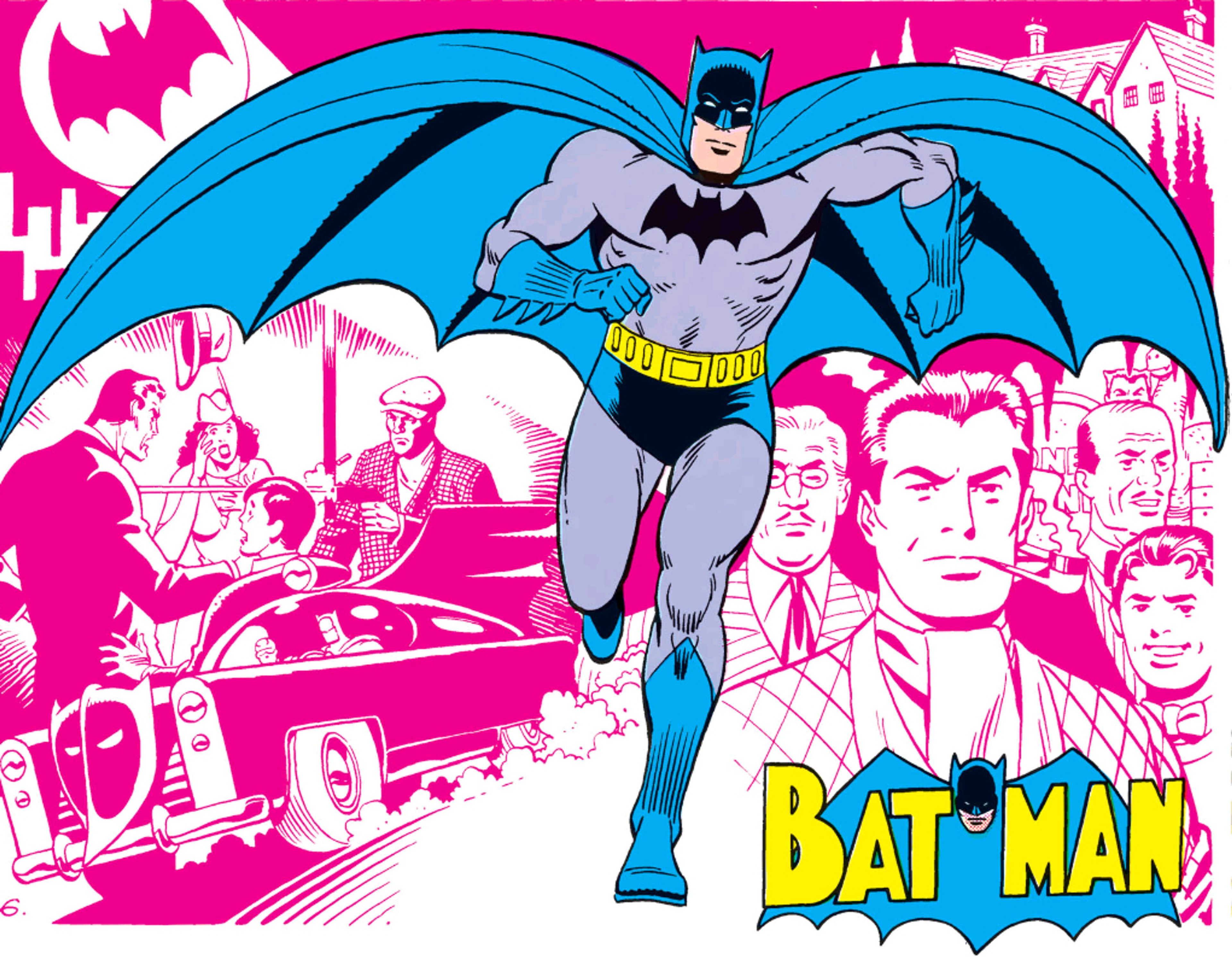 Illustration of the superhero character Batman in his classic costume