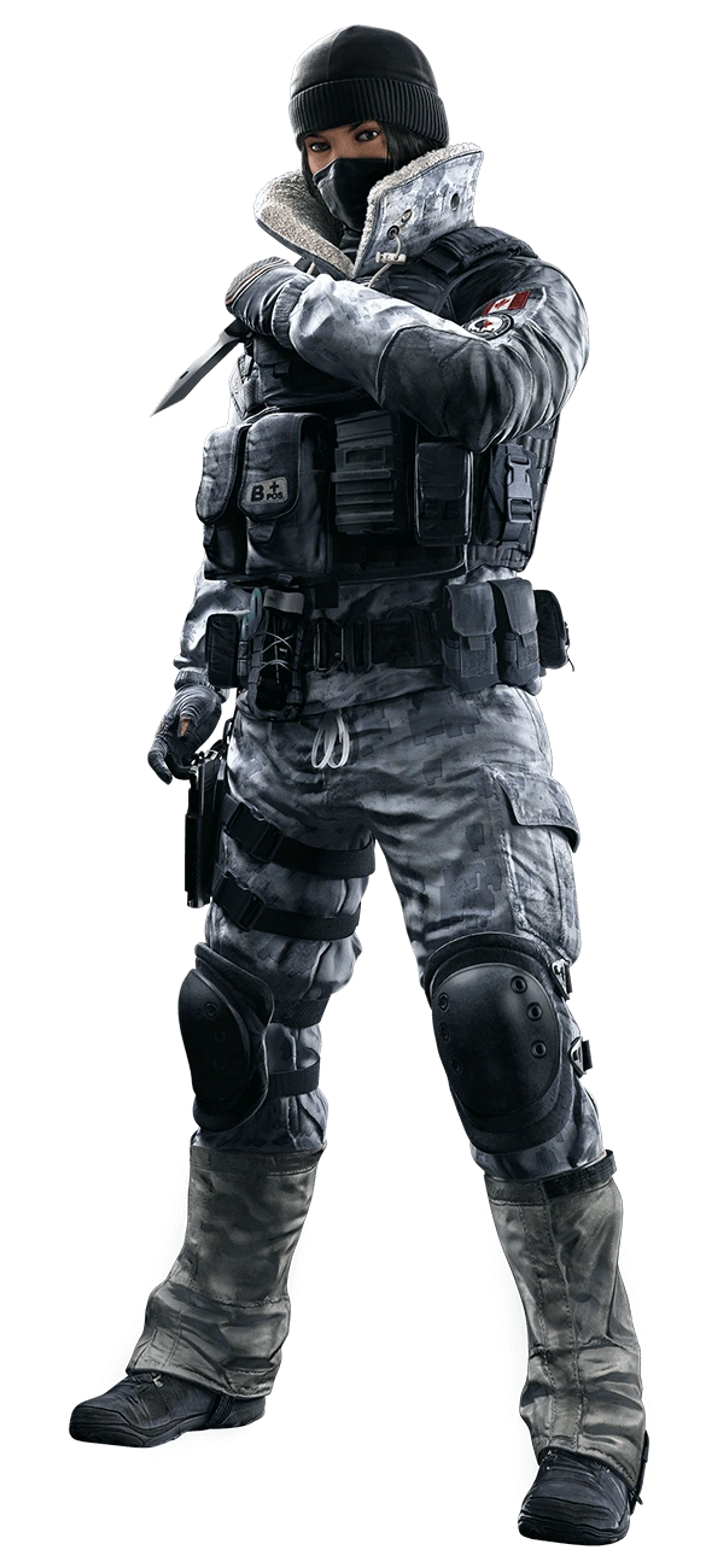 A heavily armed and armored tactical operator in combat gear