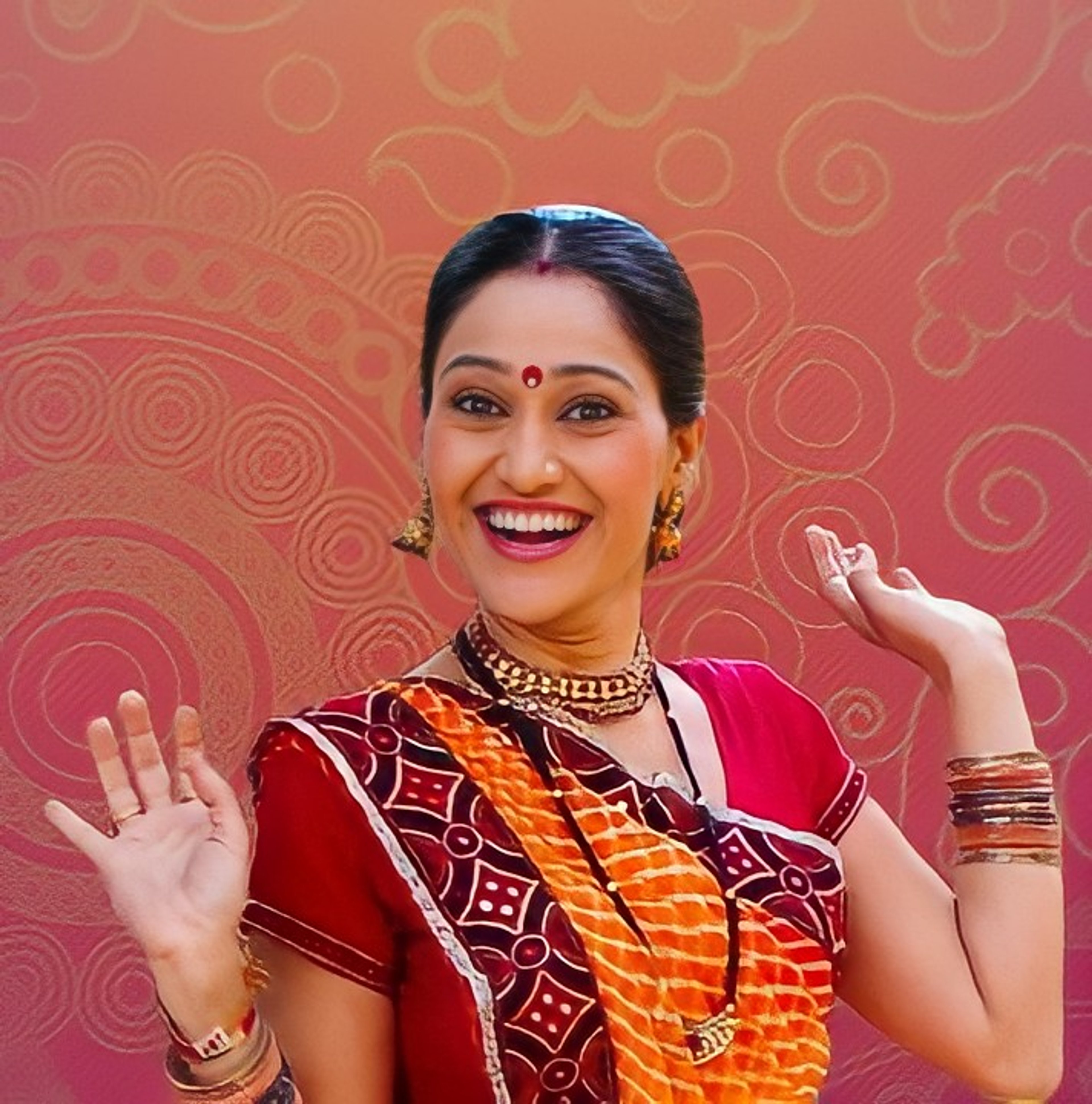 A smiling woman wearing traditional Indian clothing