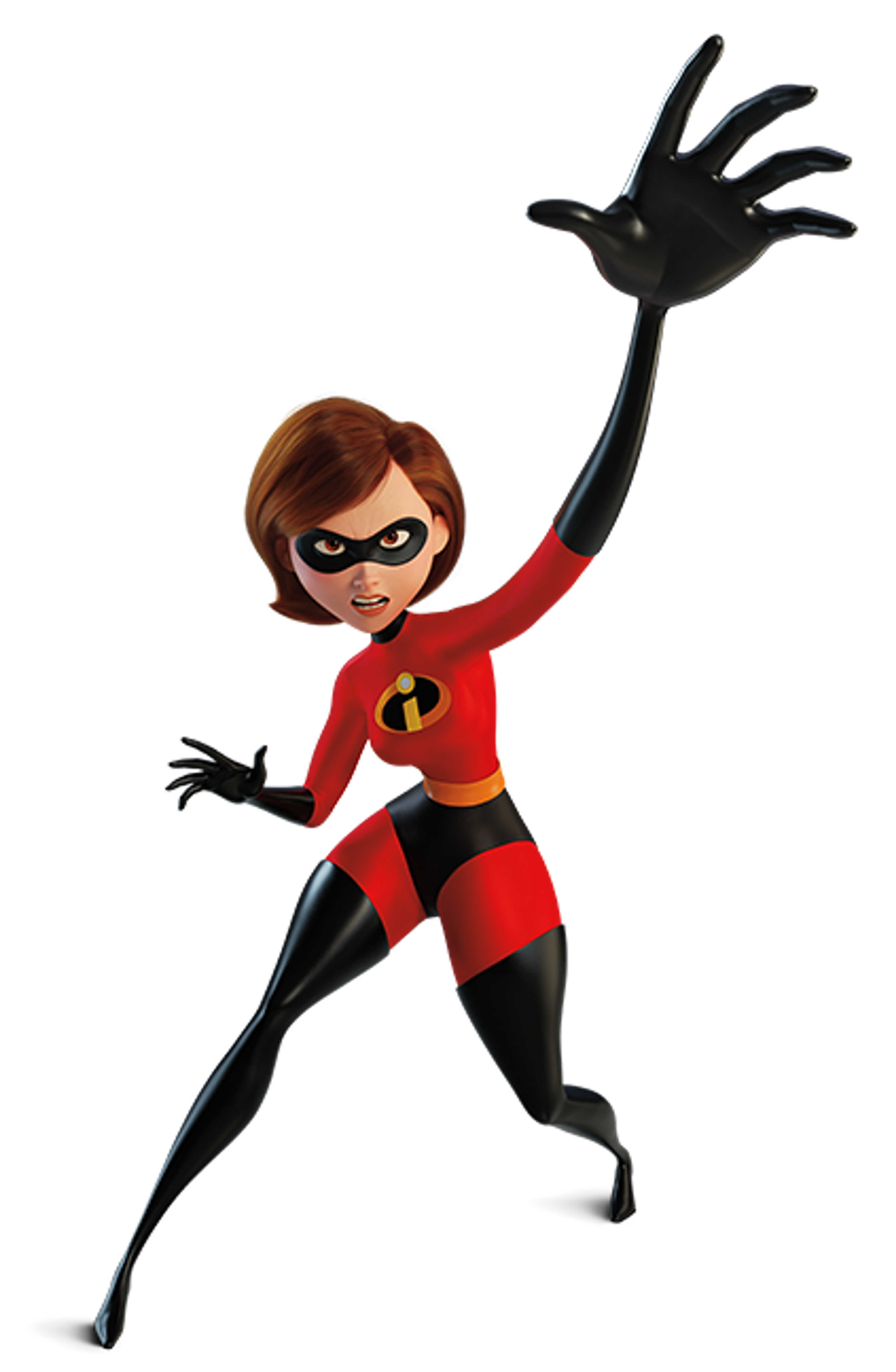 A female superhero character with elastic abilities in a dynamic pose