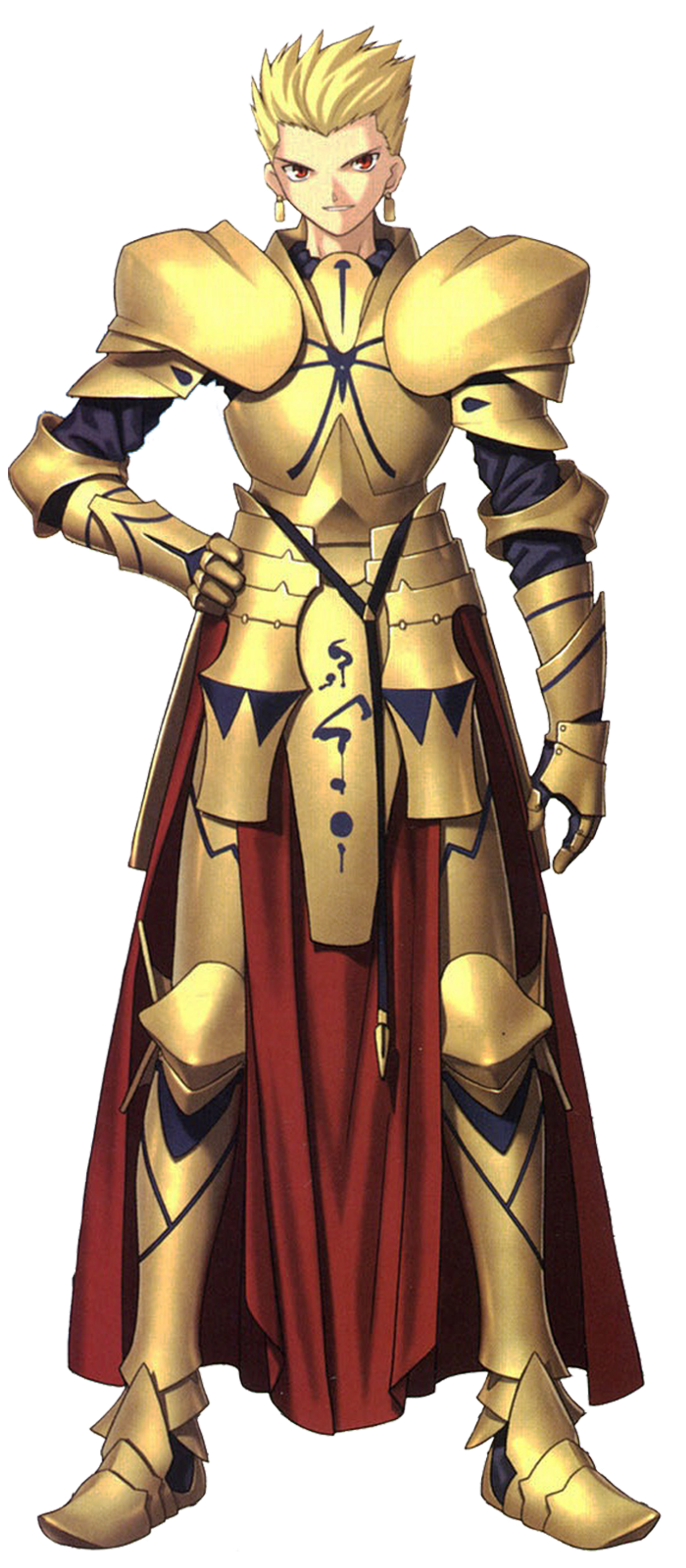 A powerful, arrogant-looking male character in golden armor