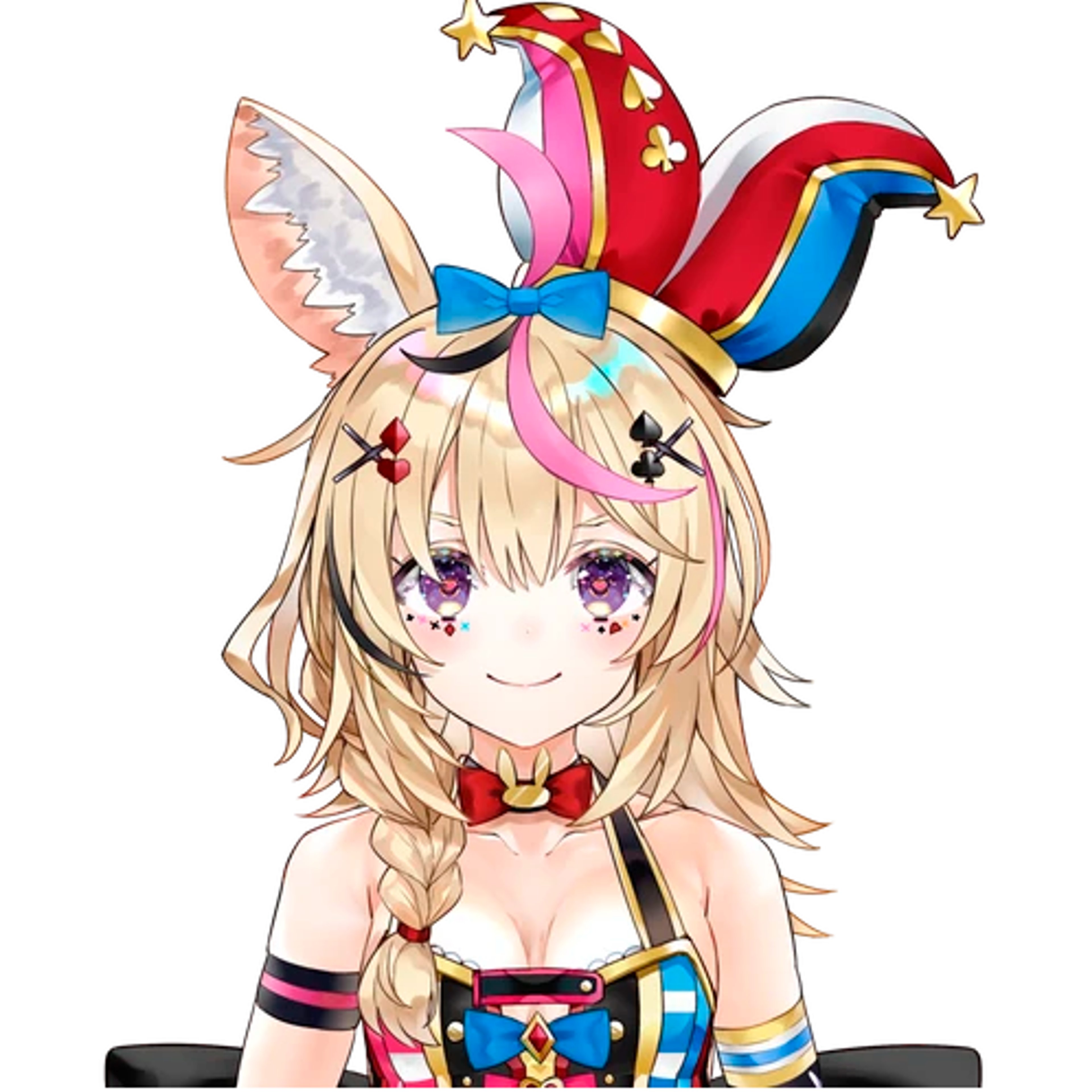 An anime-style character with colorful, vibrant appearance and youthful expression