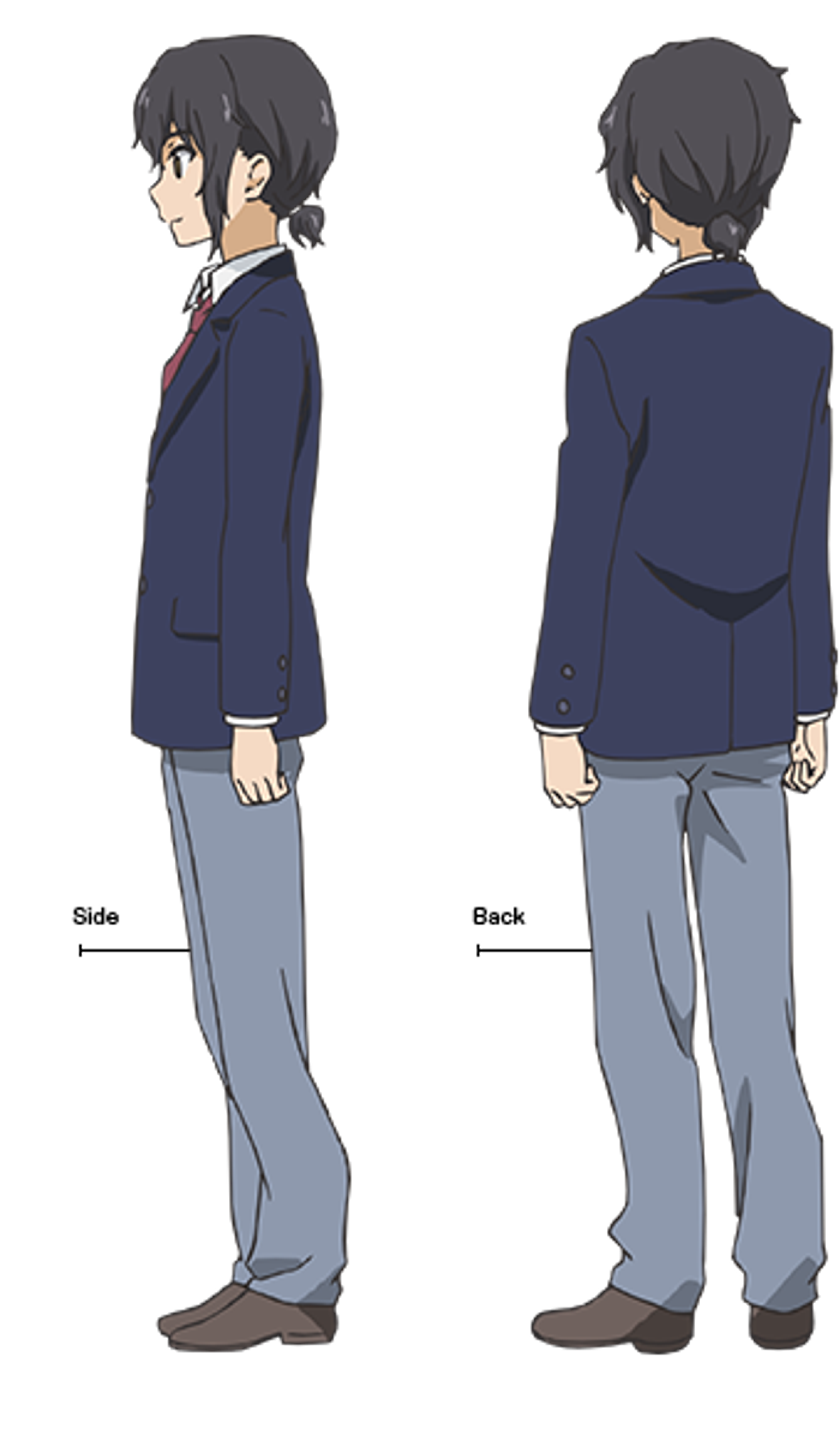 A young man with short dark hair wearing a navy blue jacket.