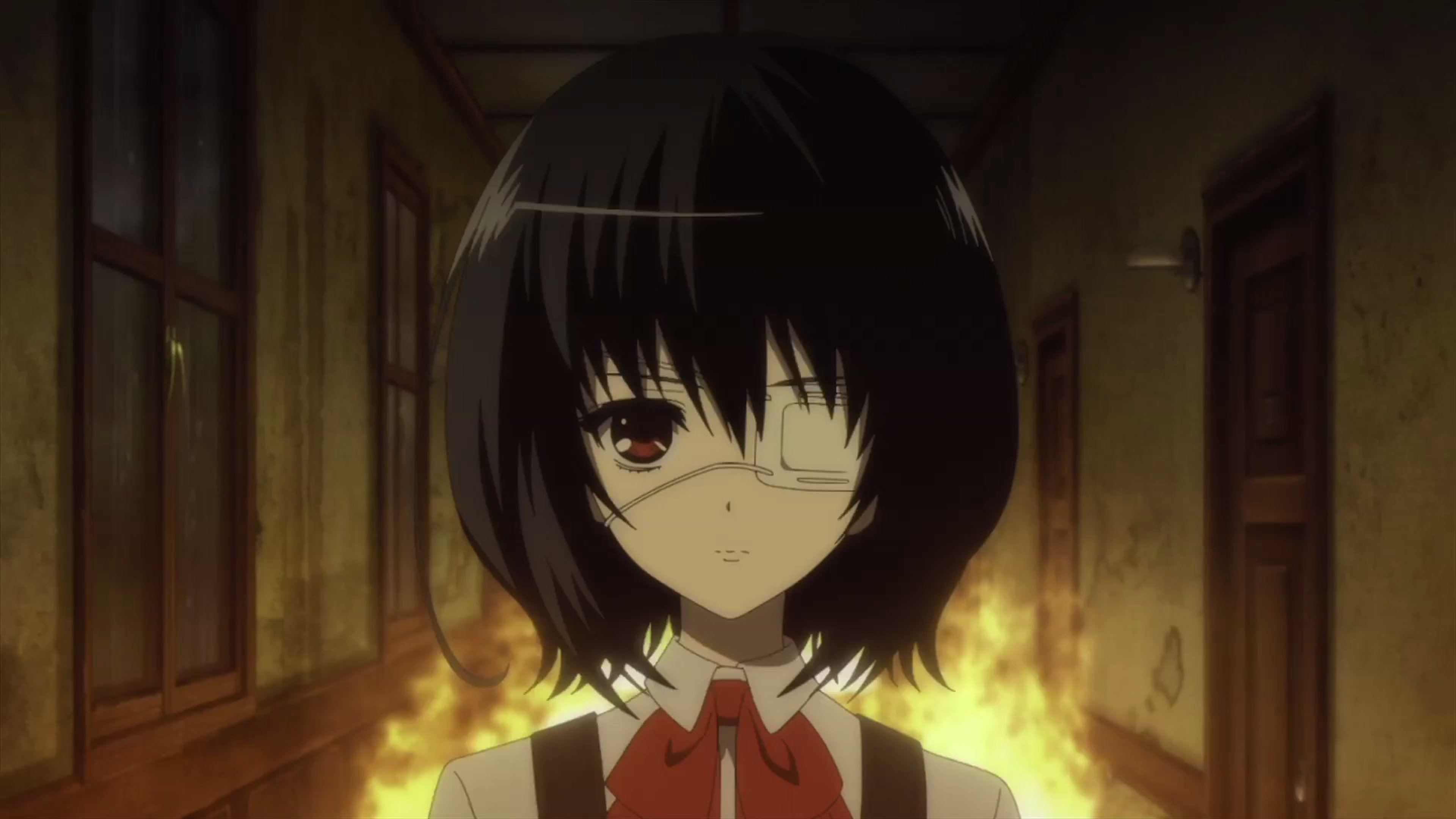 A young female character with heterochromatic eyes, wearing a school uniform.