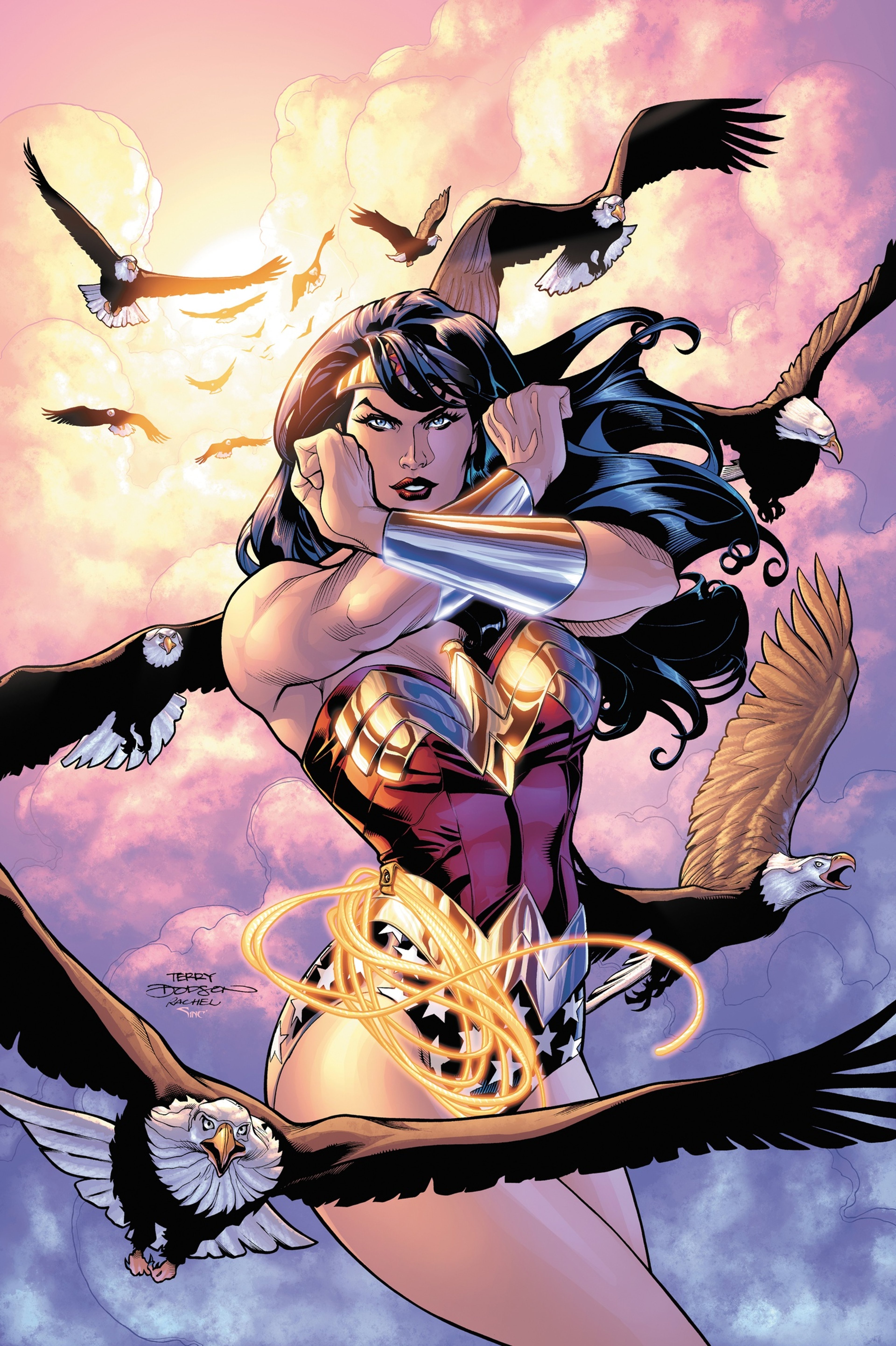 Wonder Woman, a powerful Amazon warrior princess, in a heroic pose.