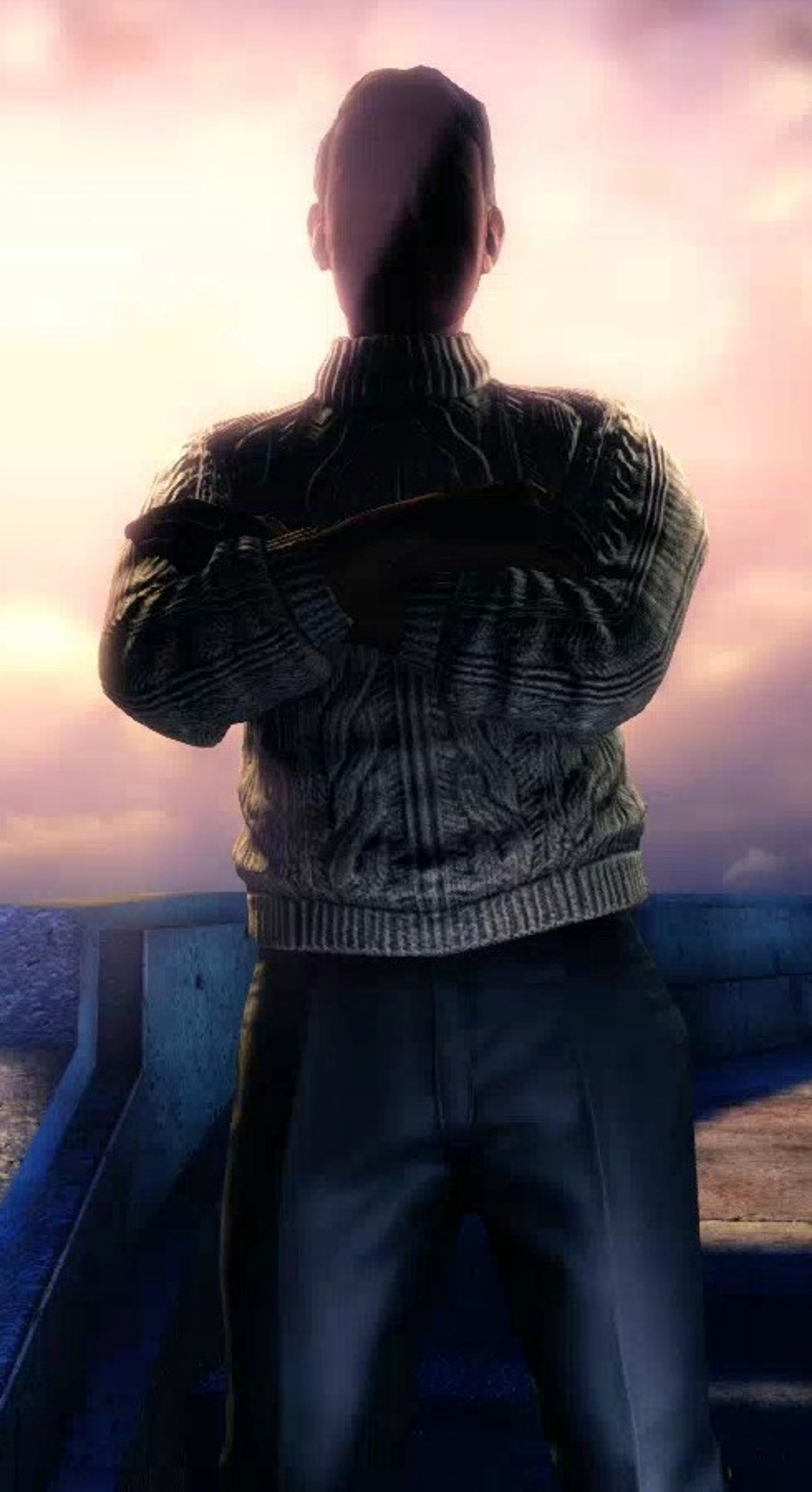 A young man with a muscular build and distinctive tattoos stands in a dramatic pose against a moody, atmospheric background.