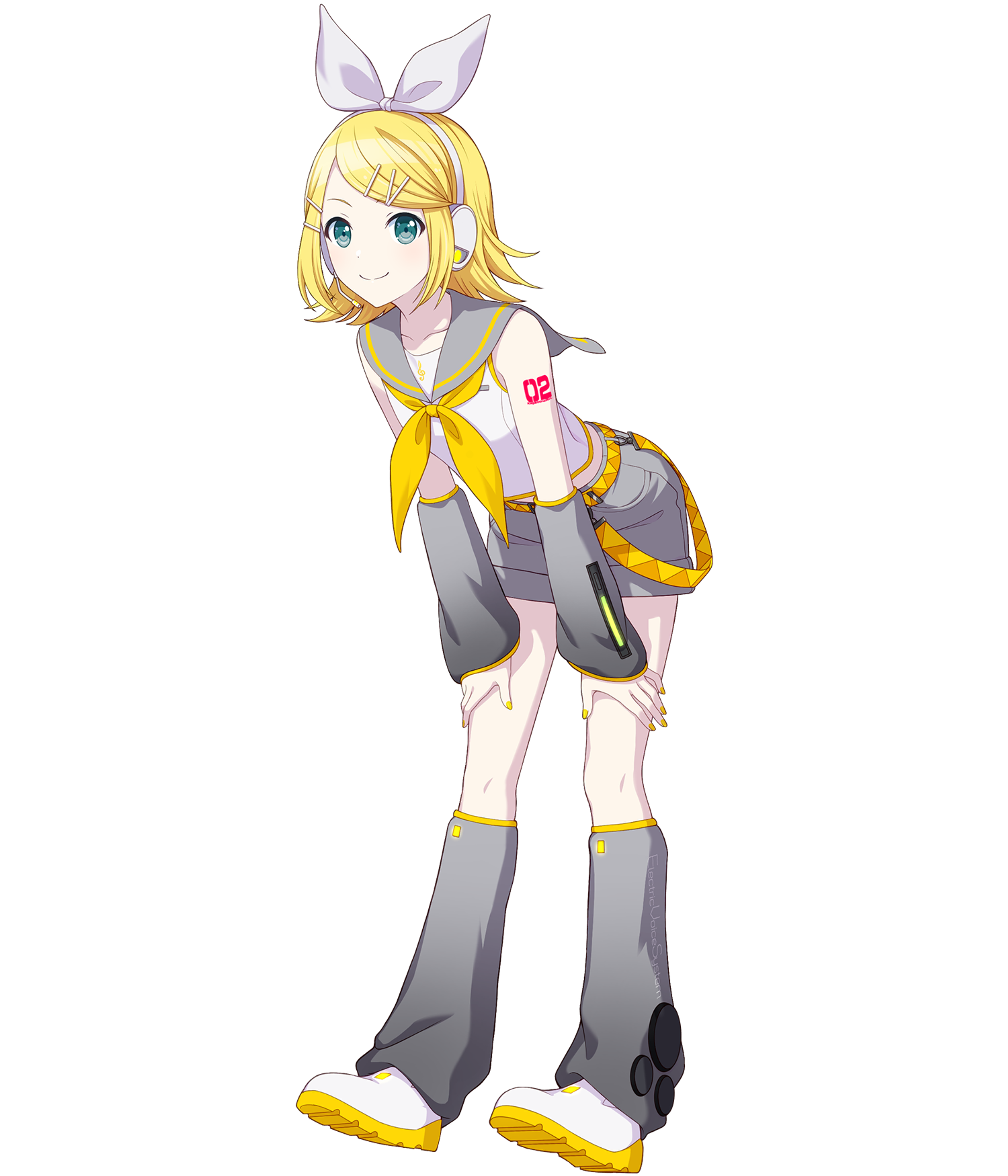 Kagamine Rin, a virtual singer with short blonde hair and a white bow