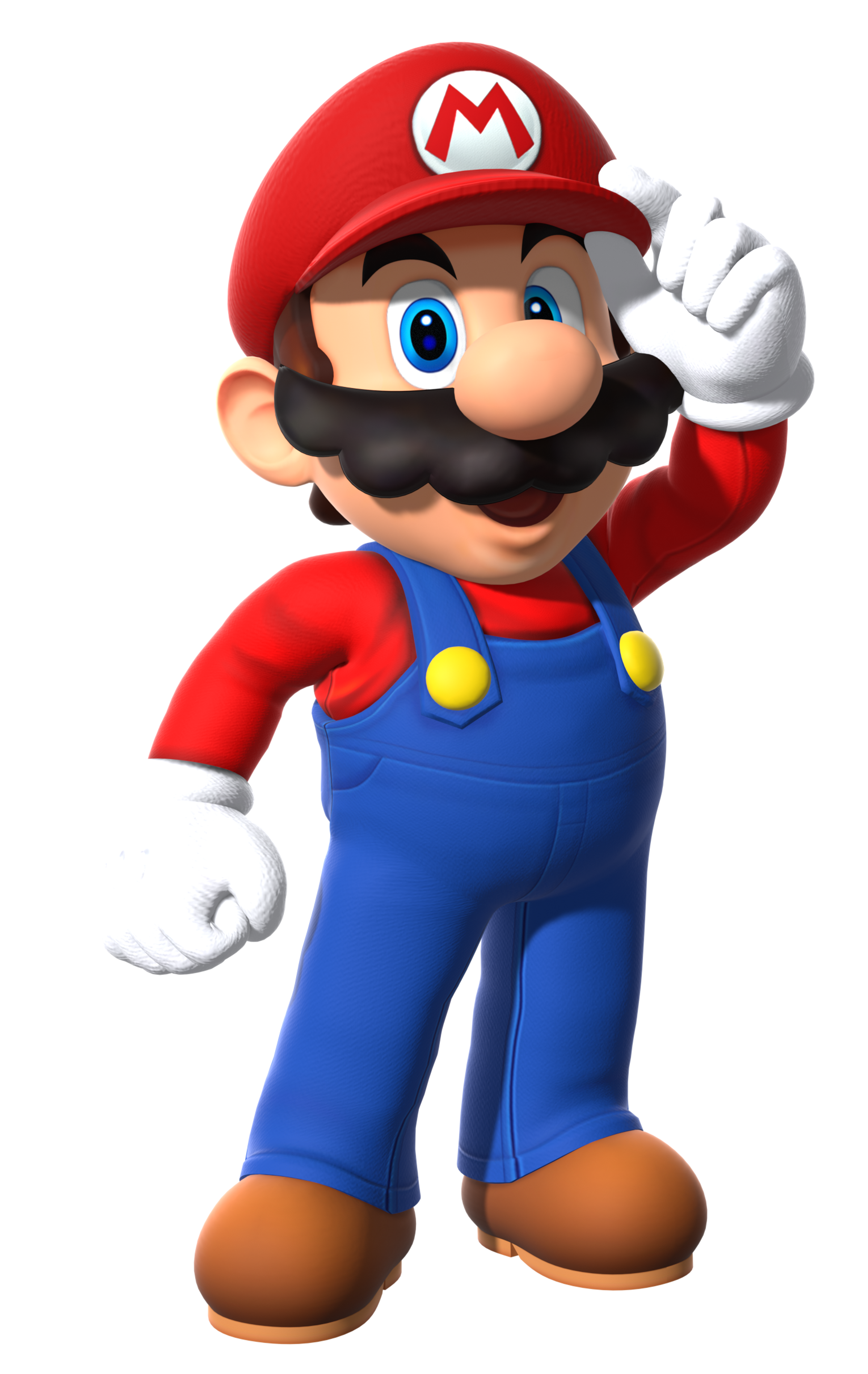 An animated character named Mario, a plump Italian man with a red hat, blue overalls, and a large mustache.