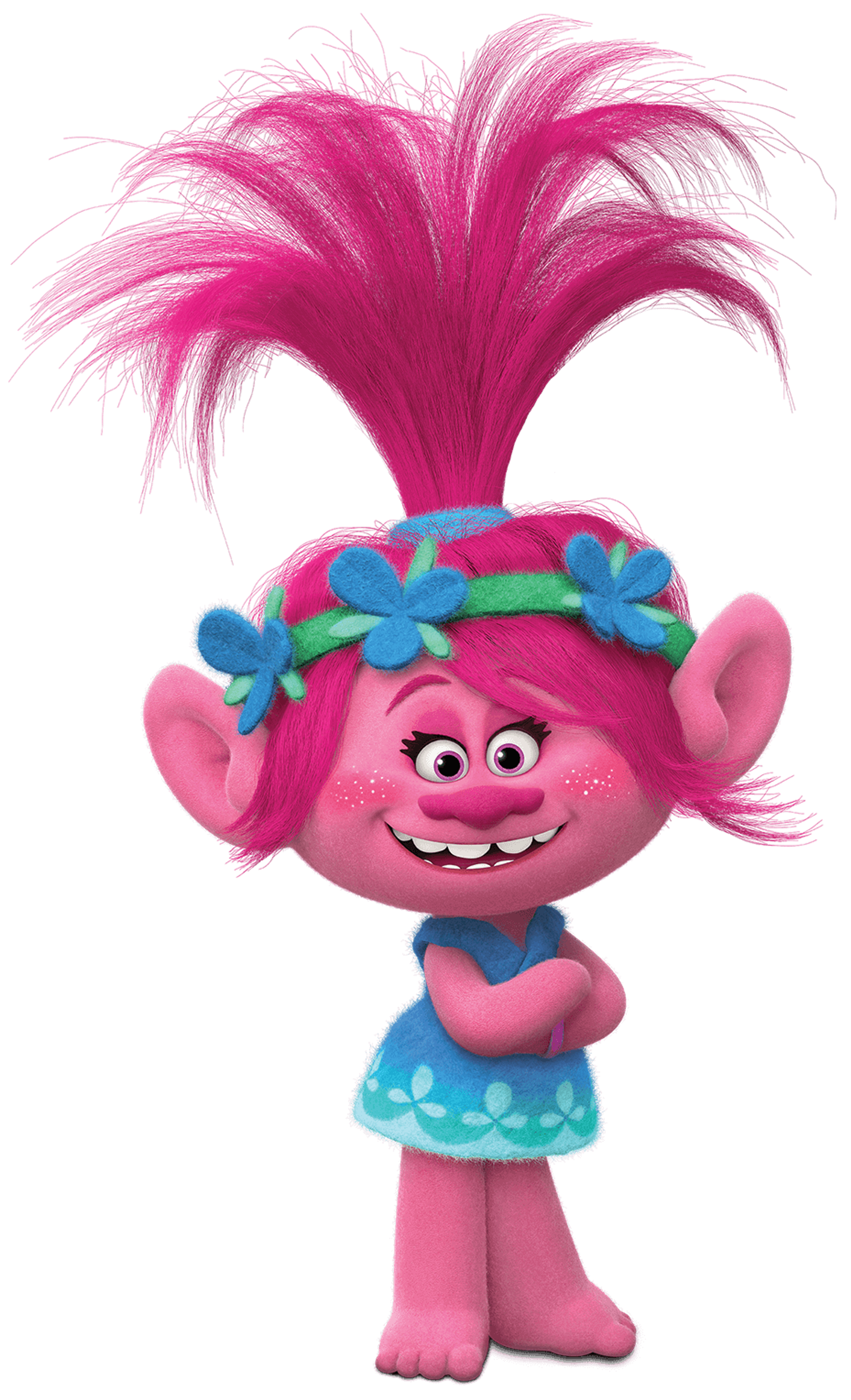 Queen Poppy, a colorful Troll character from the Trolls animated movie