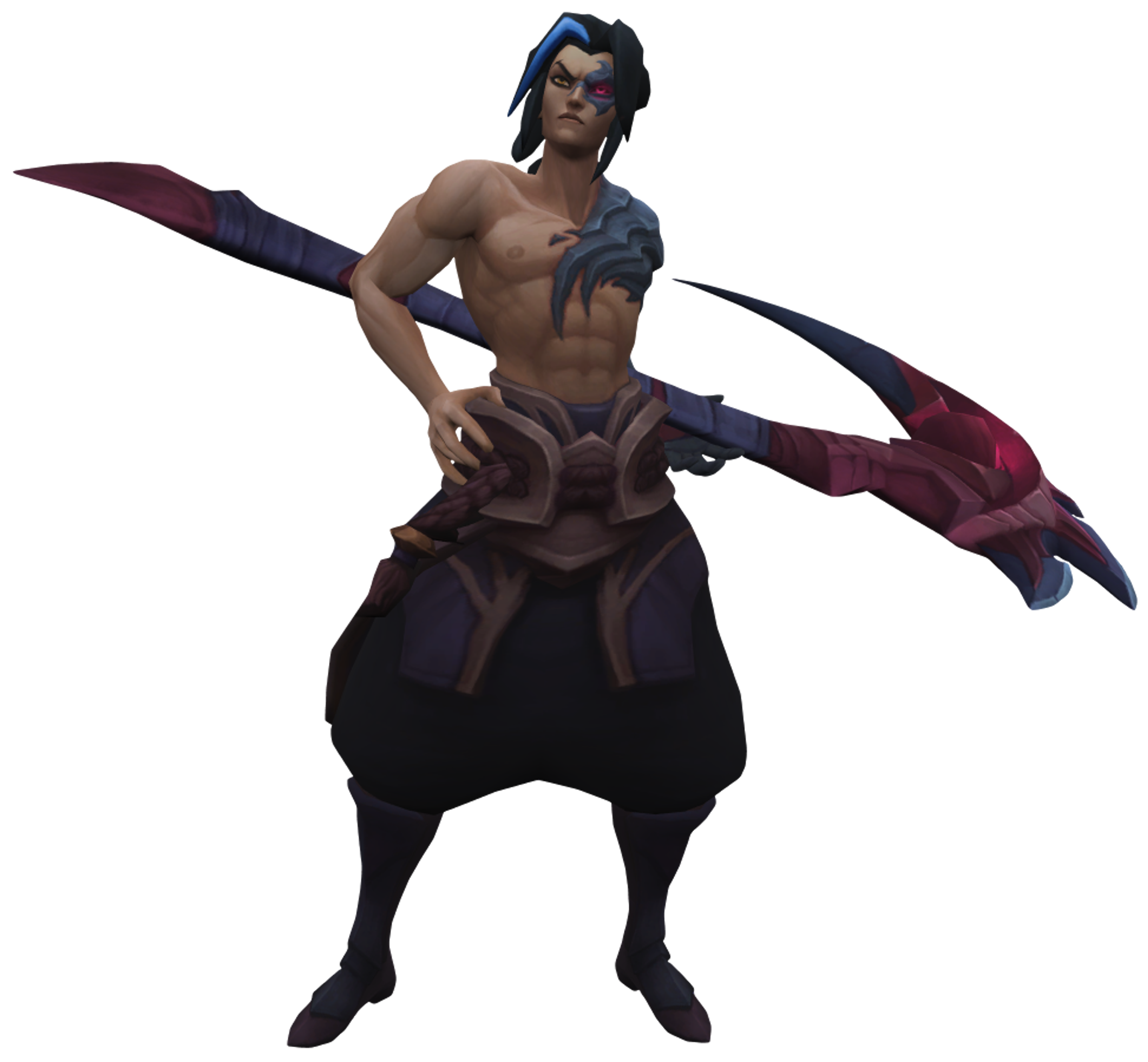 A muscular, shirtless male character wielding a large weapon in a fighting stance.