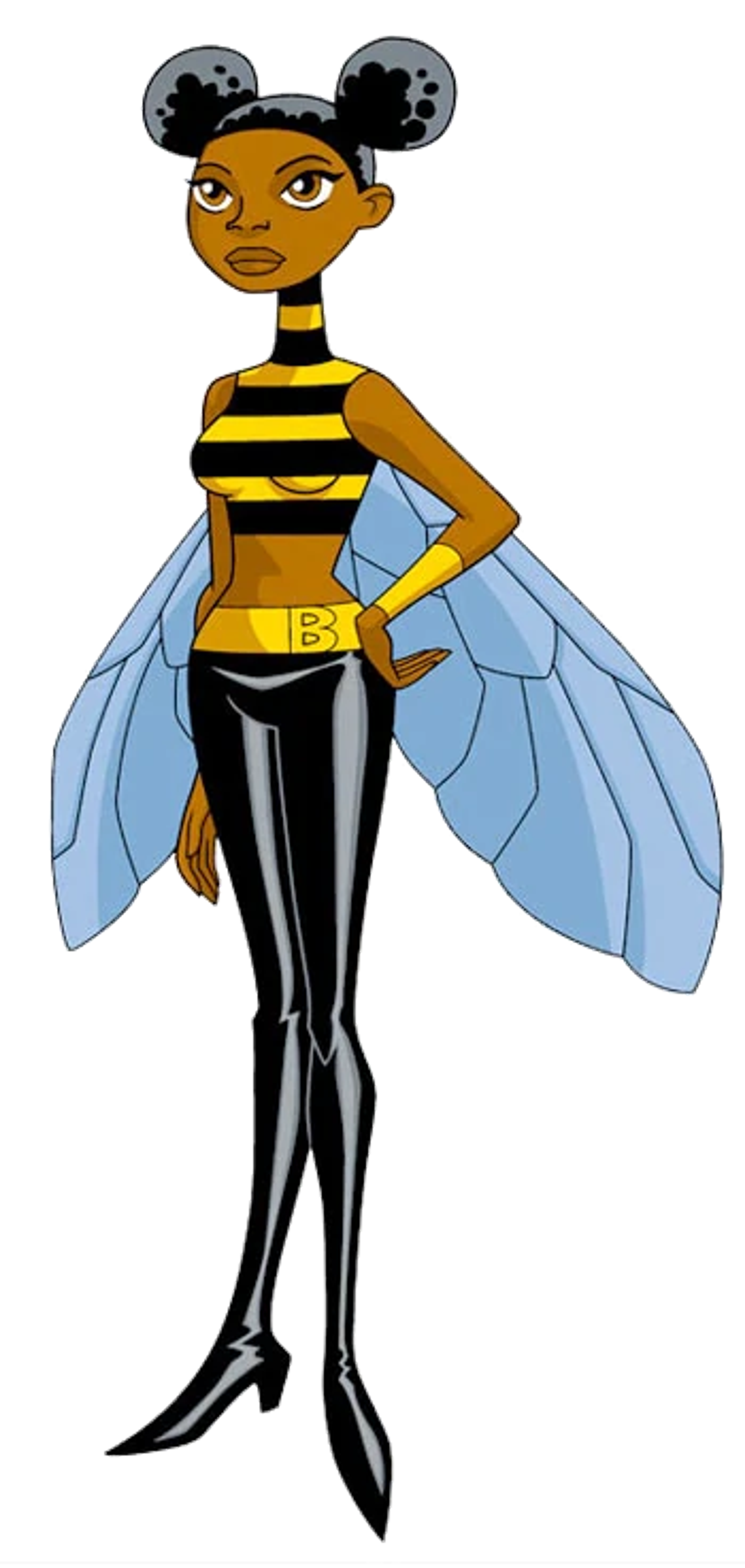 A female superhero character with a bumblebee-inspired costume and appearance.