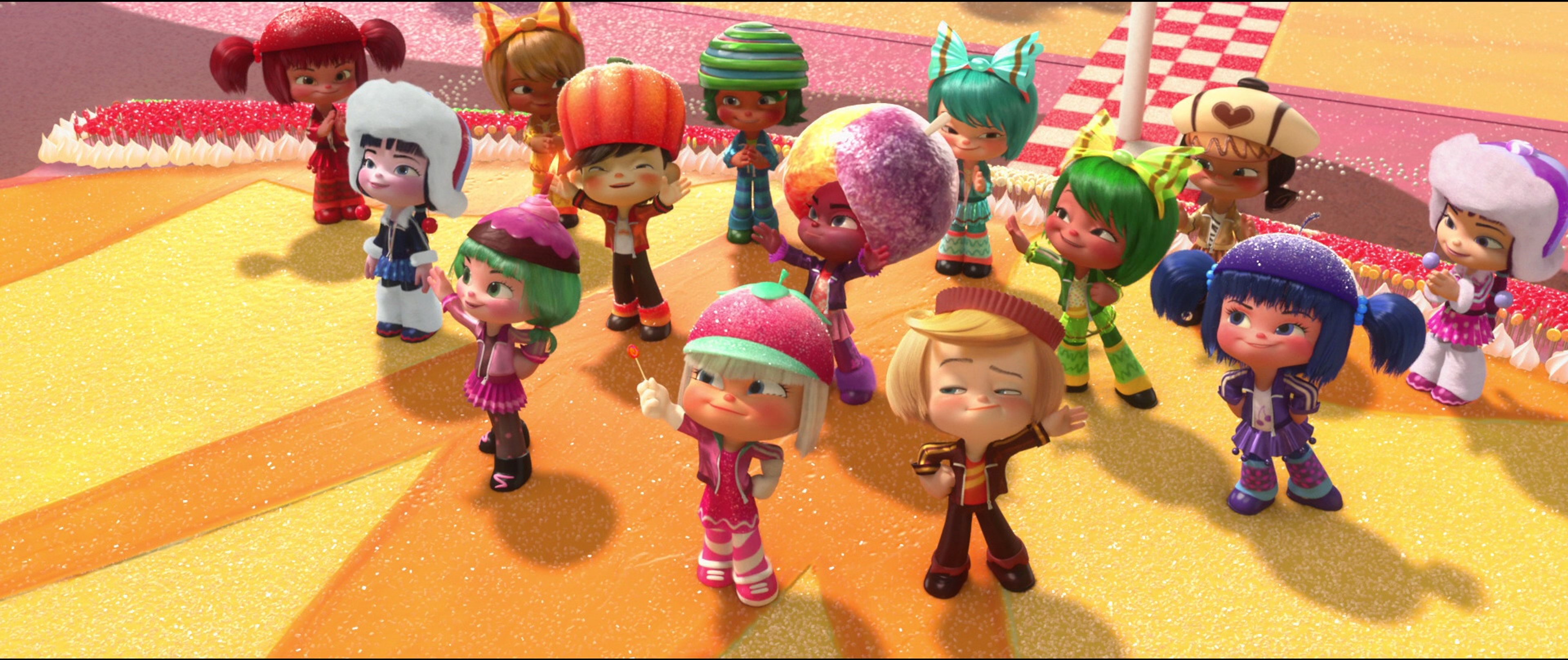 A group of candy-themed cartoon characters, with Jubileena Bing-Bing as the main focus.