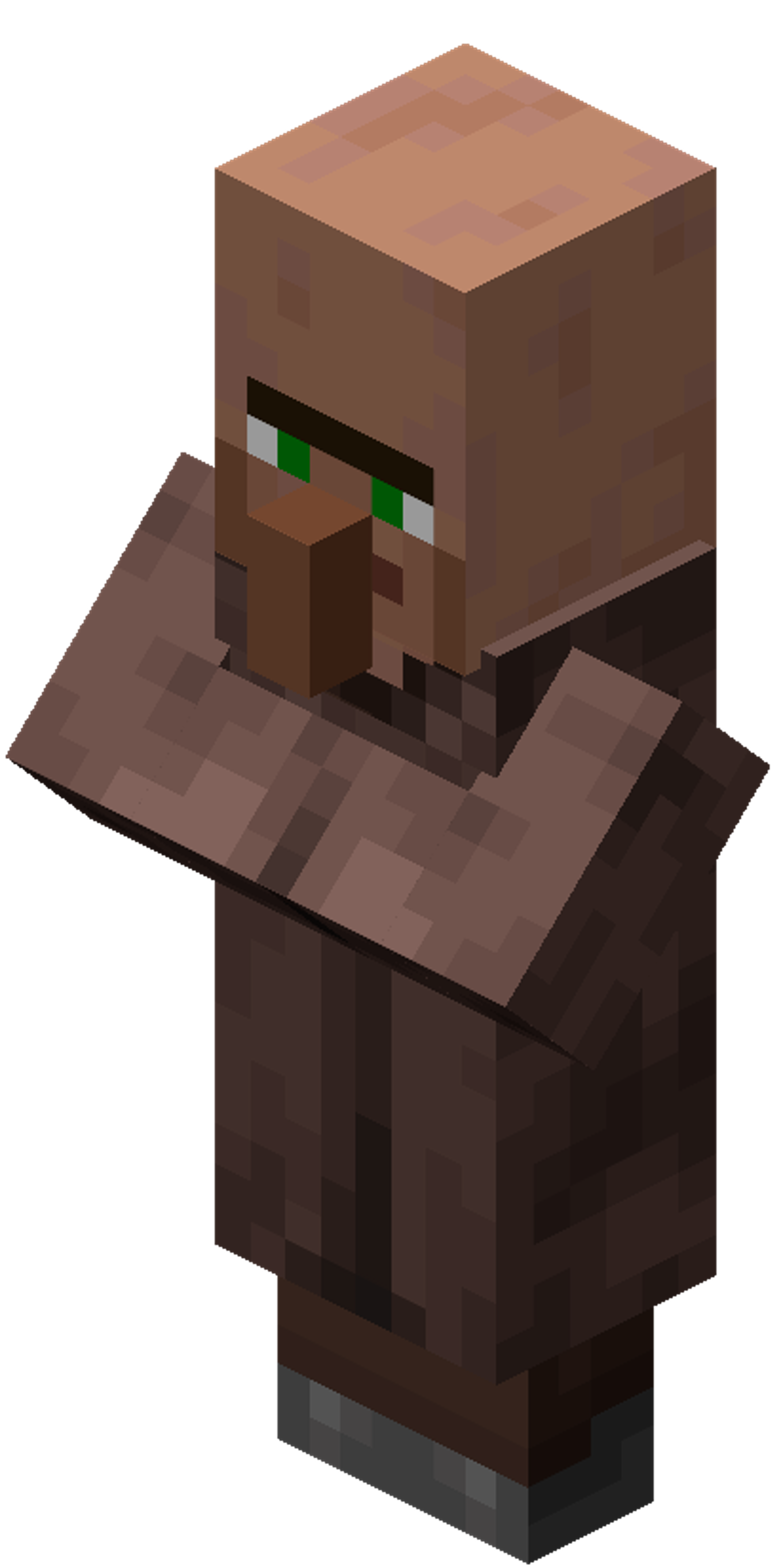 Minecraft villager character with large head and bald unibrow
