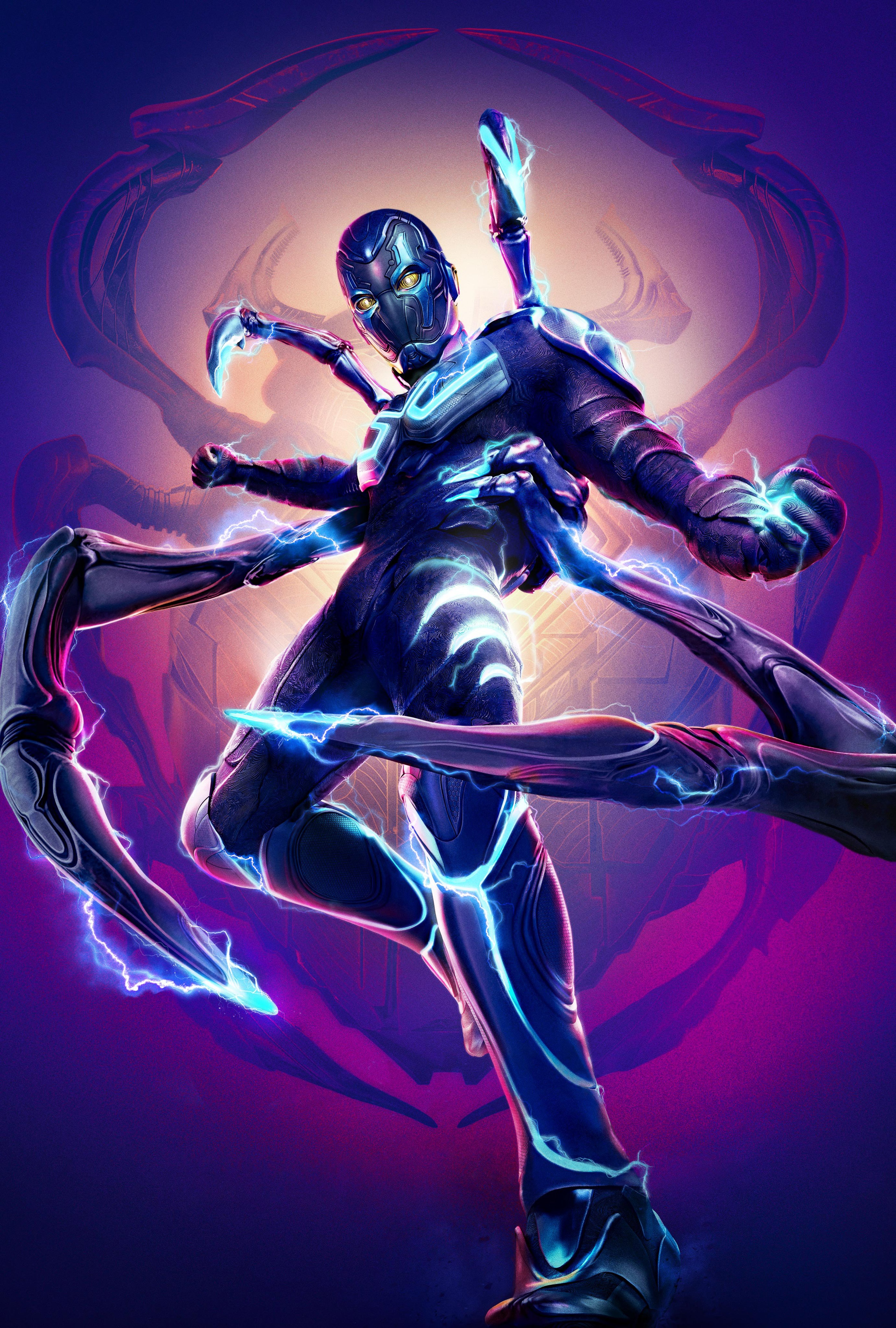 A superhero character in a detailed, futuristic-looking costume, posed in an action-oriented stance.