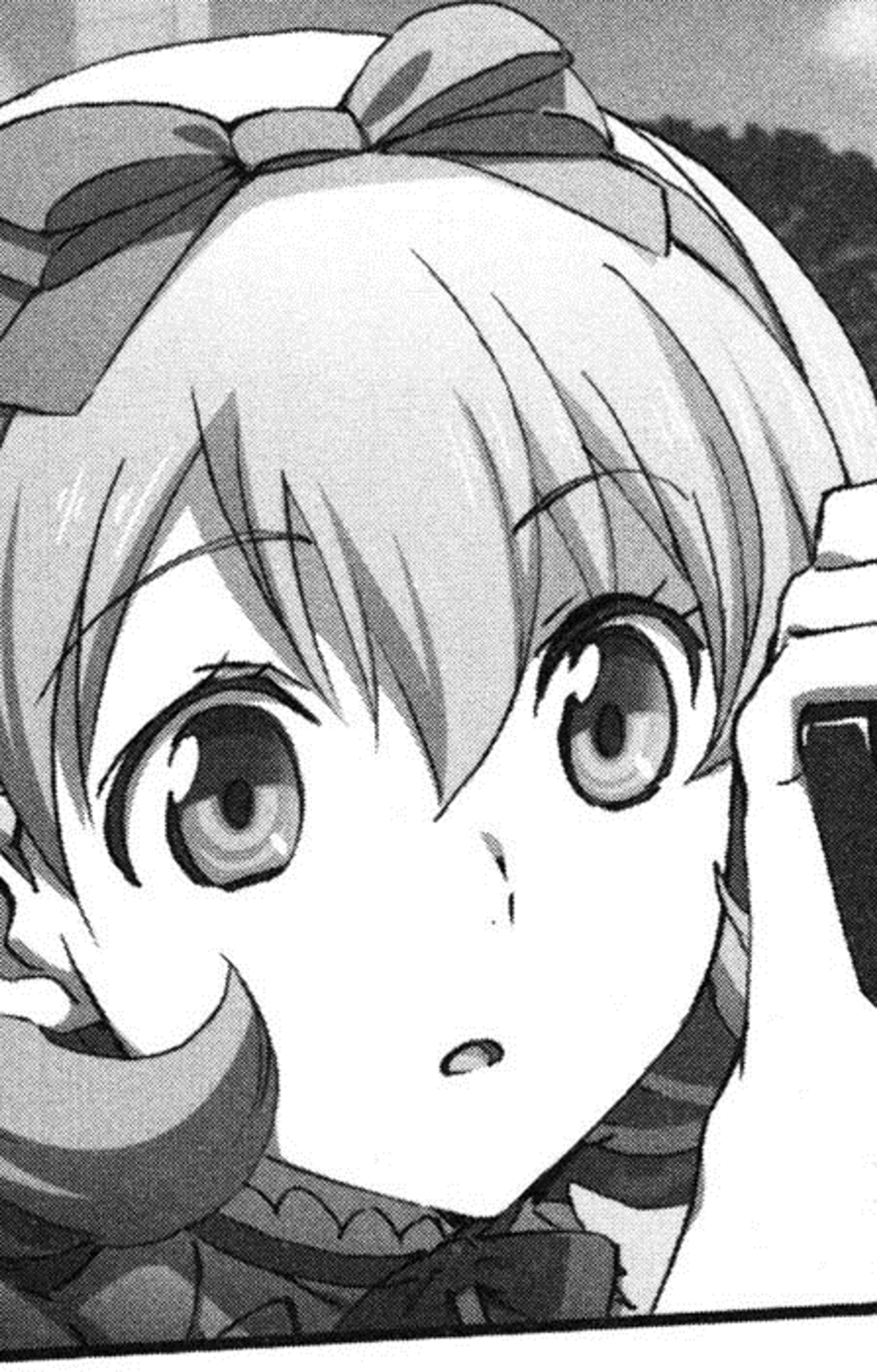 An anime-style character with red twin-tailed hair wearing a school uniform