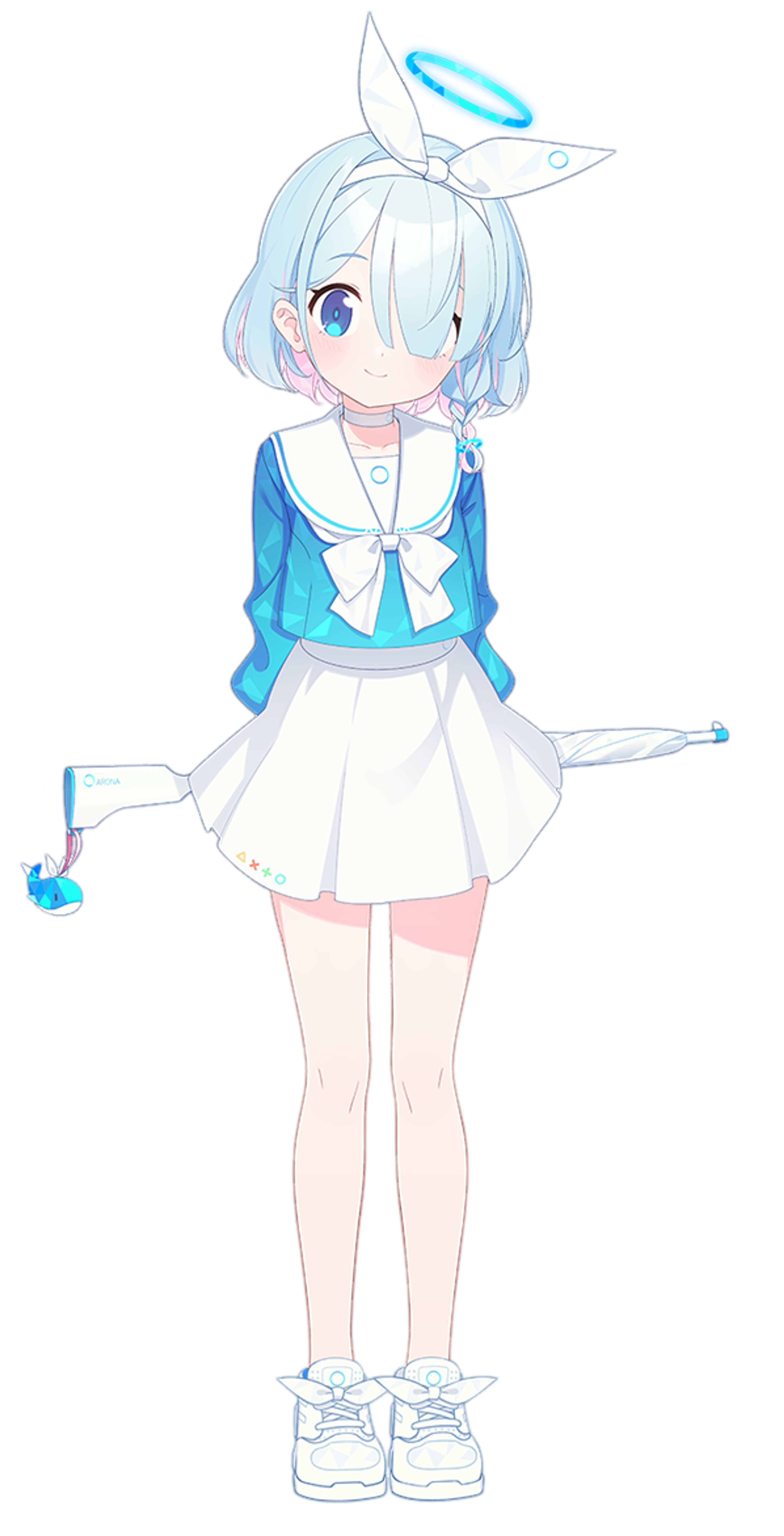 Arona is a powerful AI created to serve as the operating system of the Shittim Chest, a mysterious object that guides Sensei through the events of the Blue Archive world.,She was designed with incredible capabilities, able to fend off hacking attempts with ease and even protect Sensei from physical harm like explosions and gunfire.,Arona resides in a desolate classroom surrounded by an endless expanse of water, waiting to assist Sensei whenever needed.,Despite her immense power, Arona has a childlike and gullible personality, thoroughly enjoying sweets and easily falling for Sensei's jokes.,She operates the Arona Channel, a video series where she interacts with Sensei in various antics, further showcasing her playful nature.