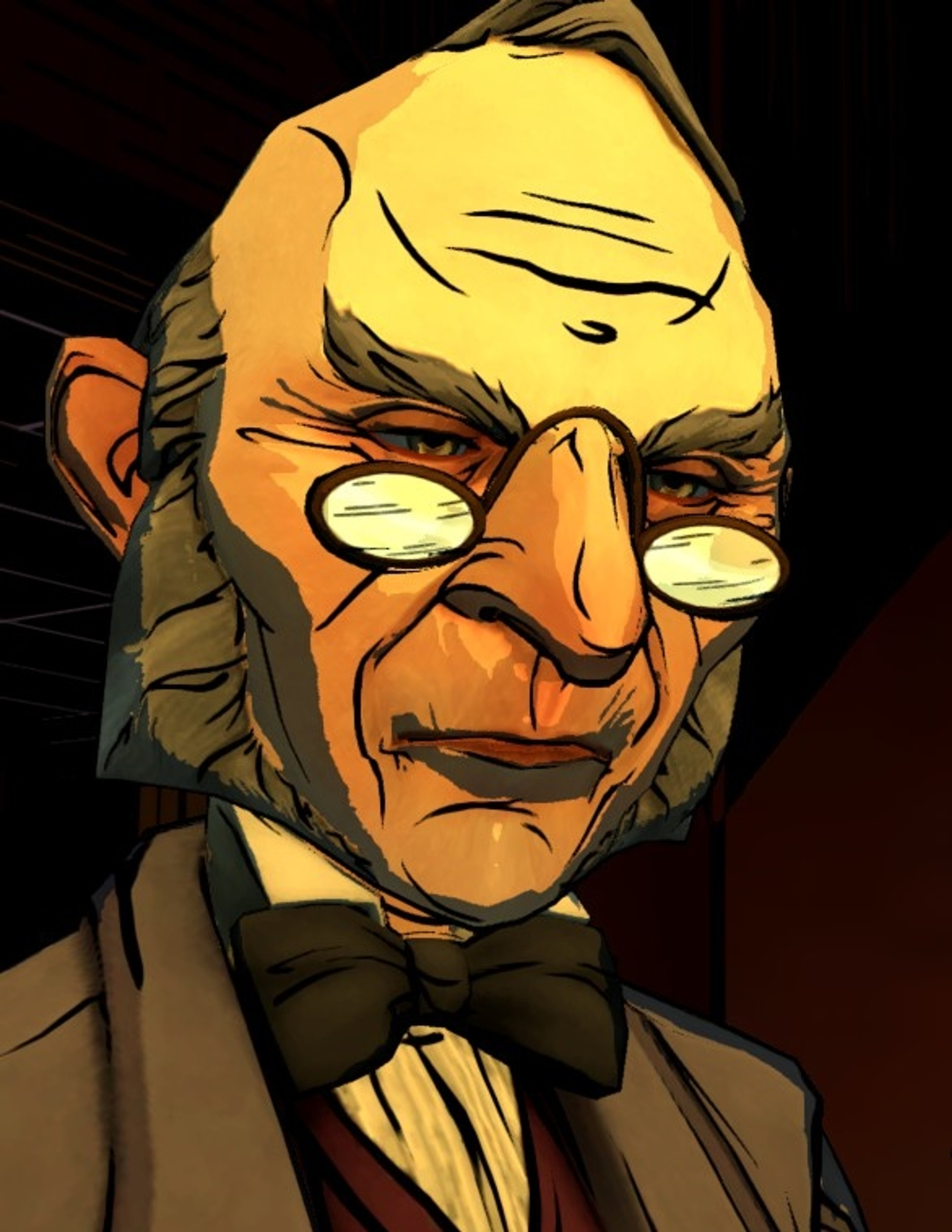 A man in formal business attire with a nervous expression