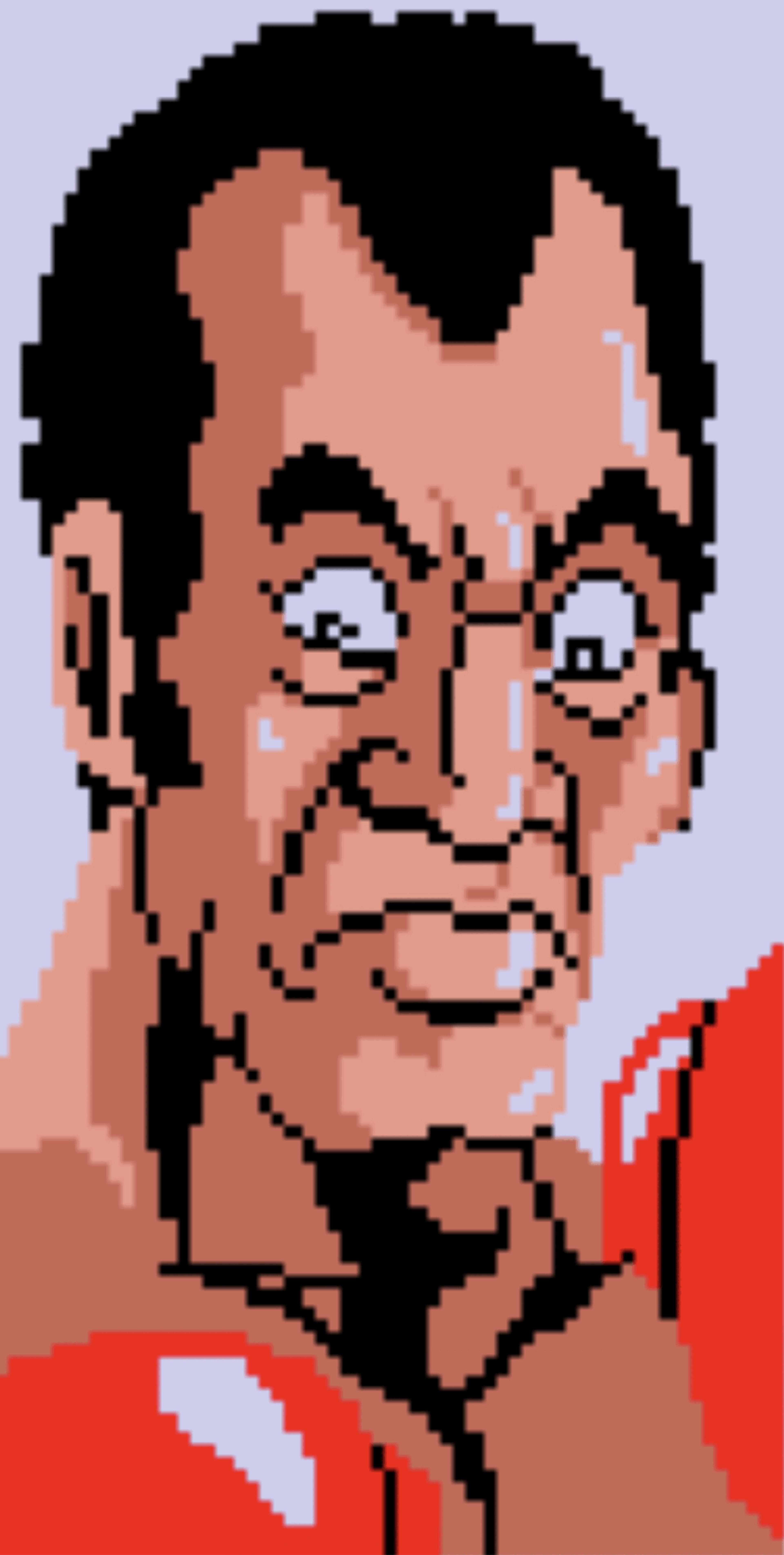 Detailed pixel art portrait of a middle-aged man with a serious expression