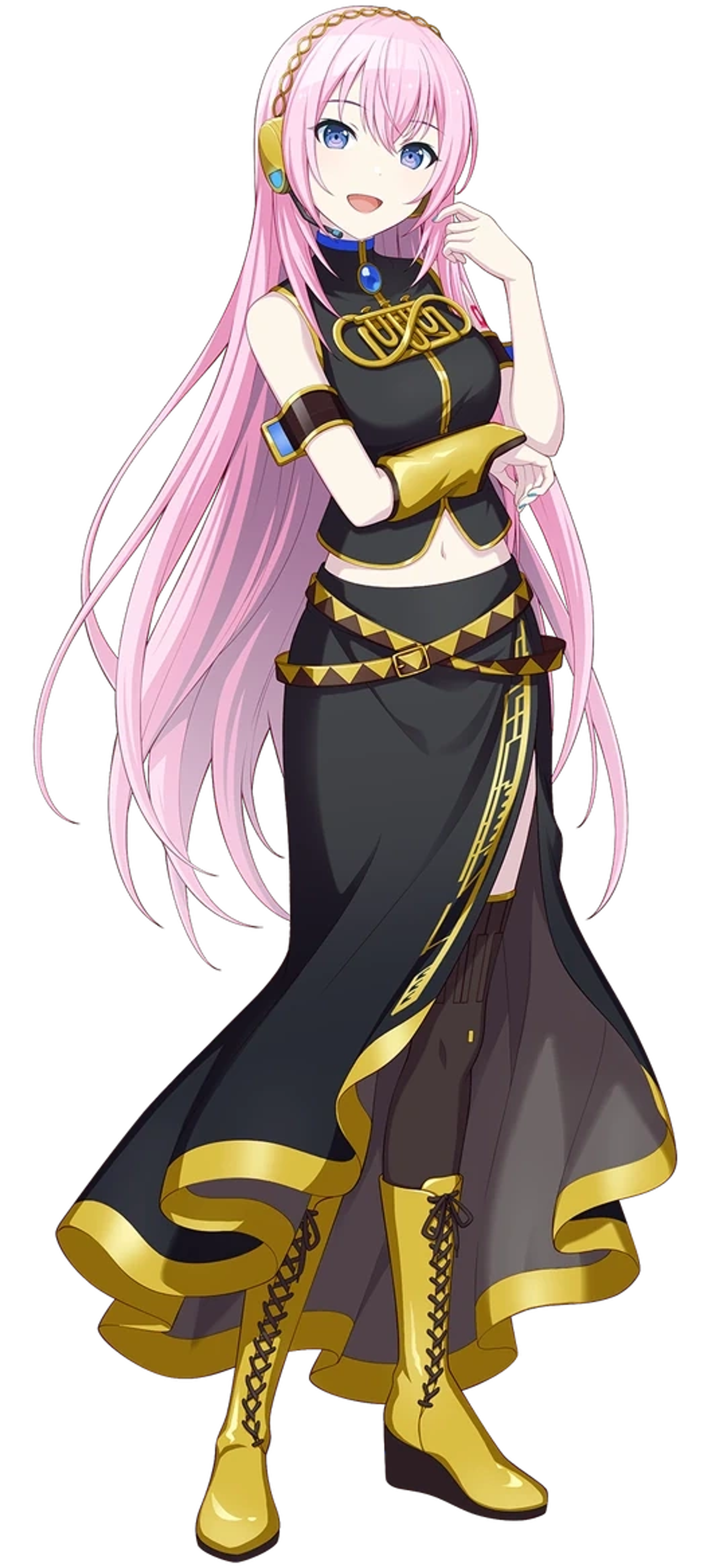 Megurine Luka, a virtual singer with long pink hair and blue eyes