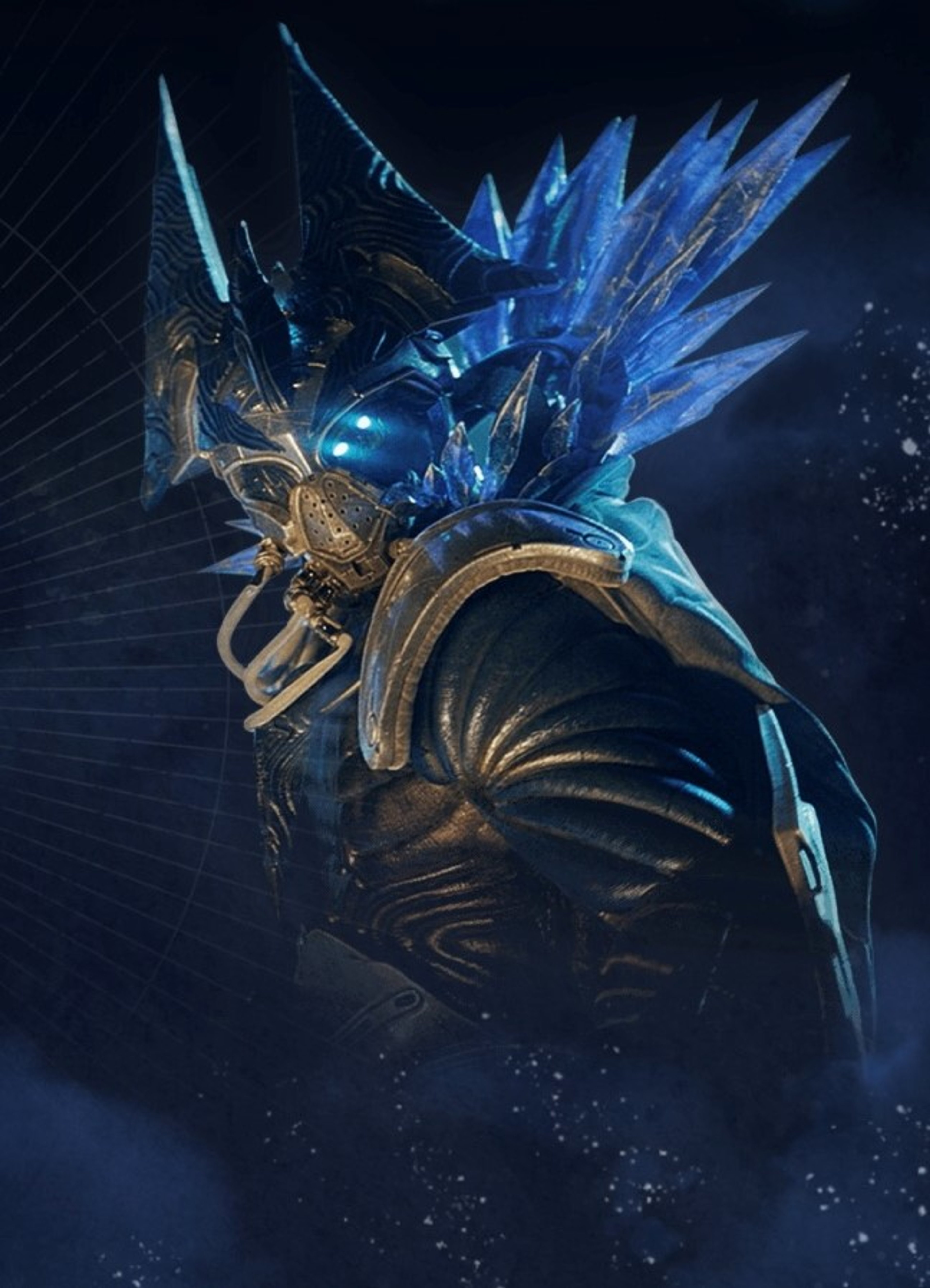 A powerful and intimidating Eliksni character named Eramis, wearing ornate and heavily armored futuristic-looking gear.