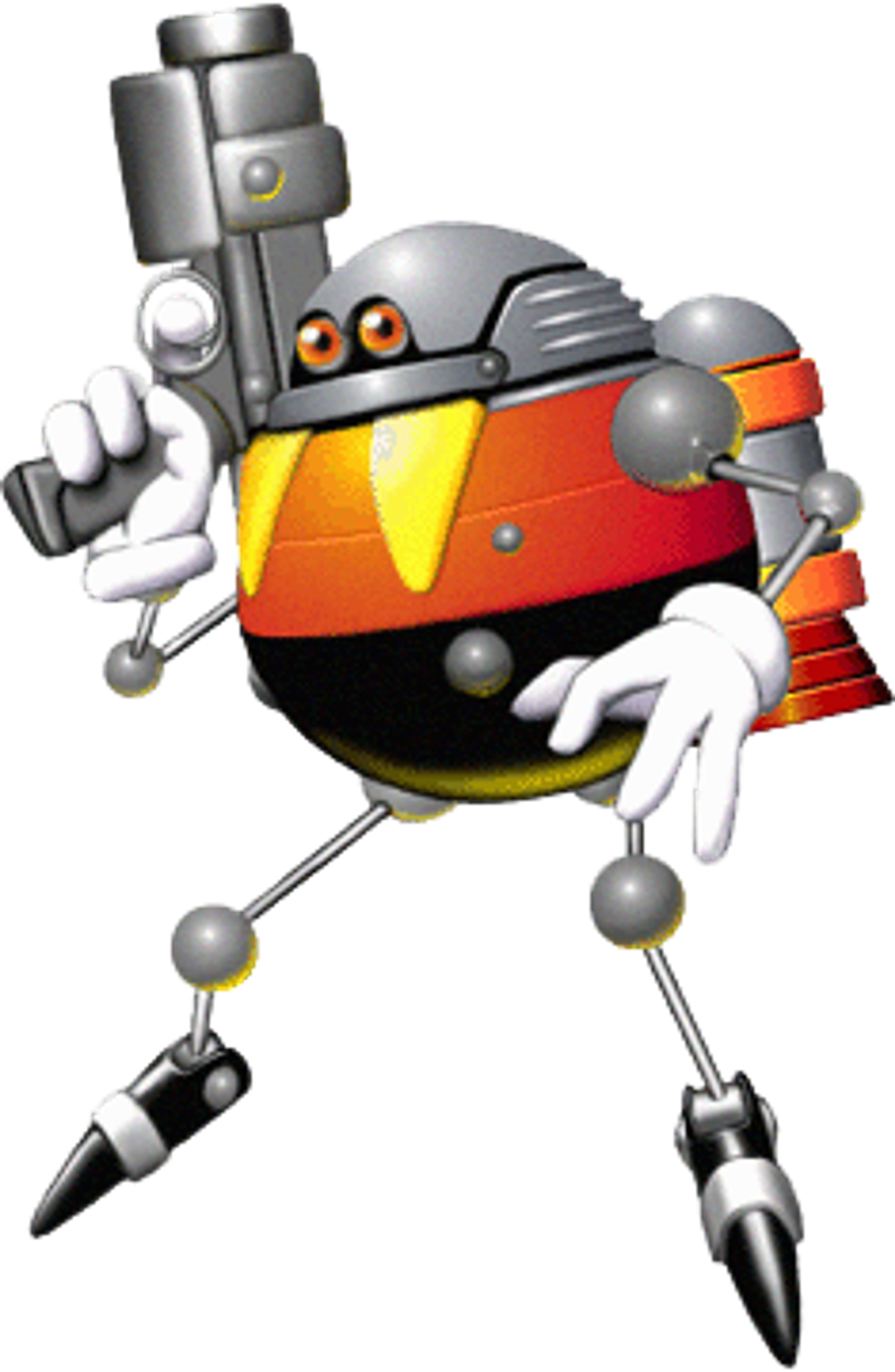 A detailed illustration of the Eggrobo character, an egg-shaped humanoid robot with a red and yellow torso, black lower body, and gray head.