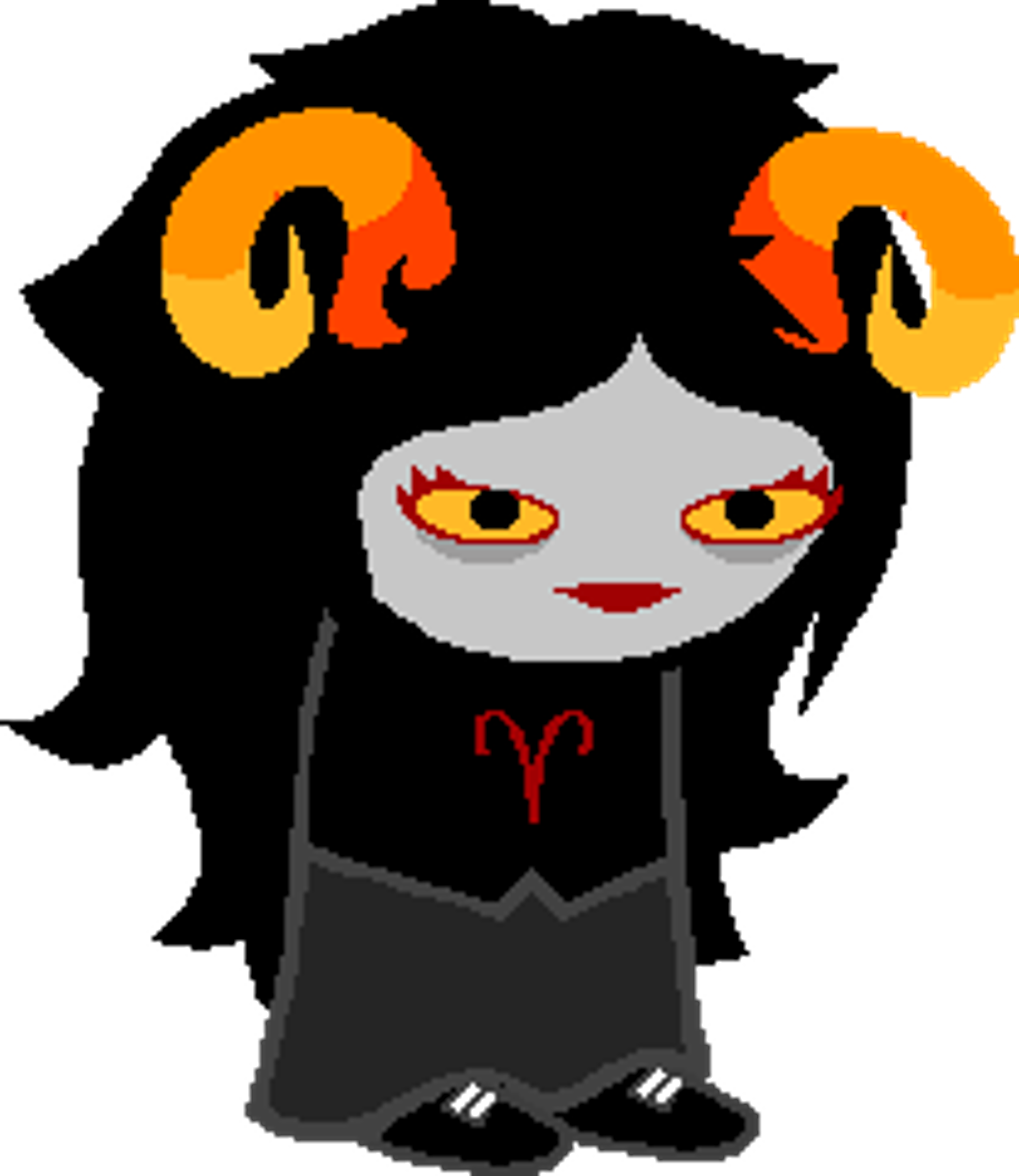 She was murdered by Vriska at a young age,Her spirit was later revived by her robot self,She uses her powers to commune with the dead for knowledge,Her passion is unraveling the mysteries of troll history